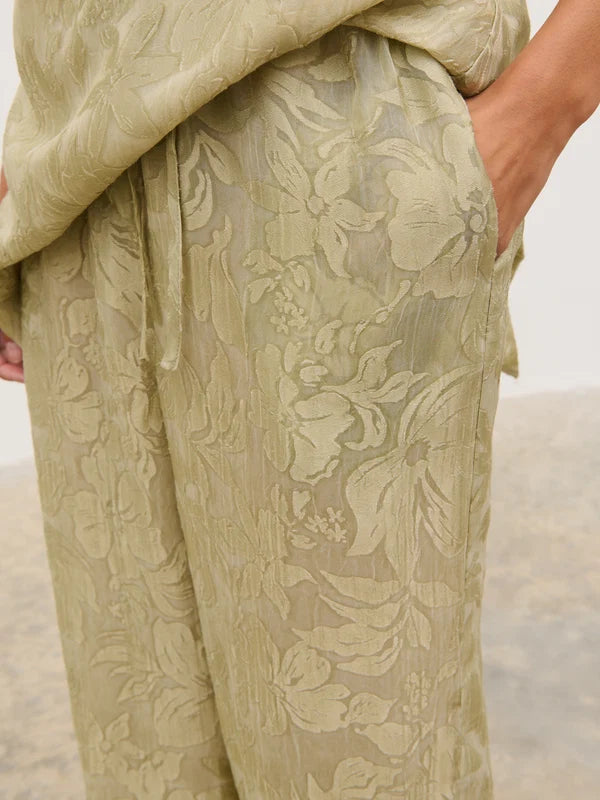 Inca Drawstring Trousers (Olive Floral)