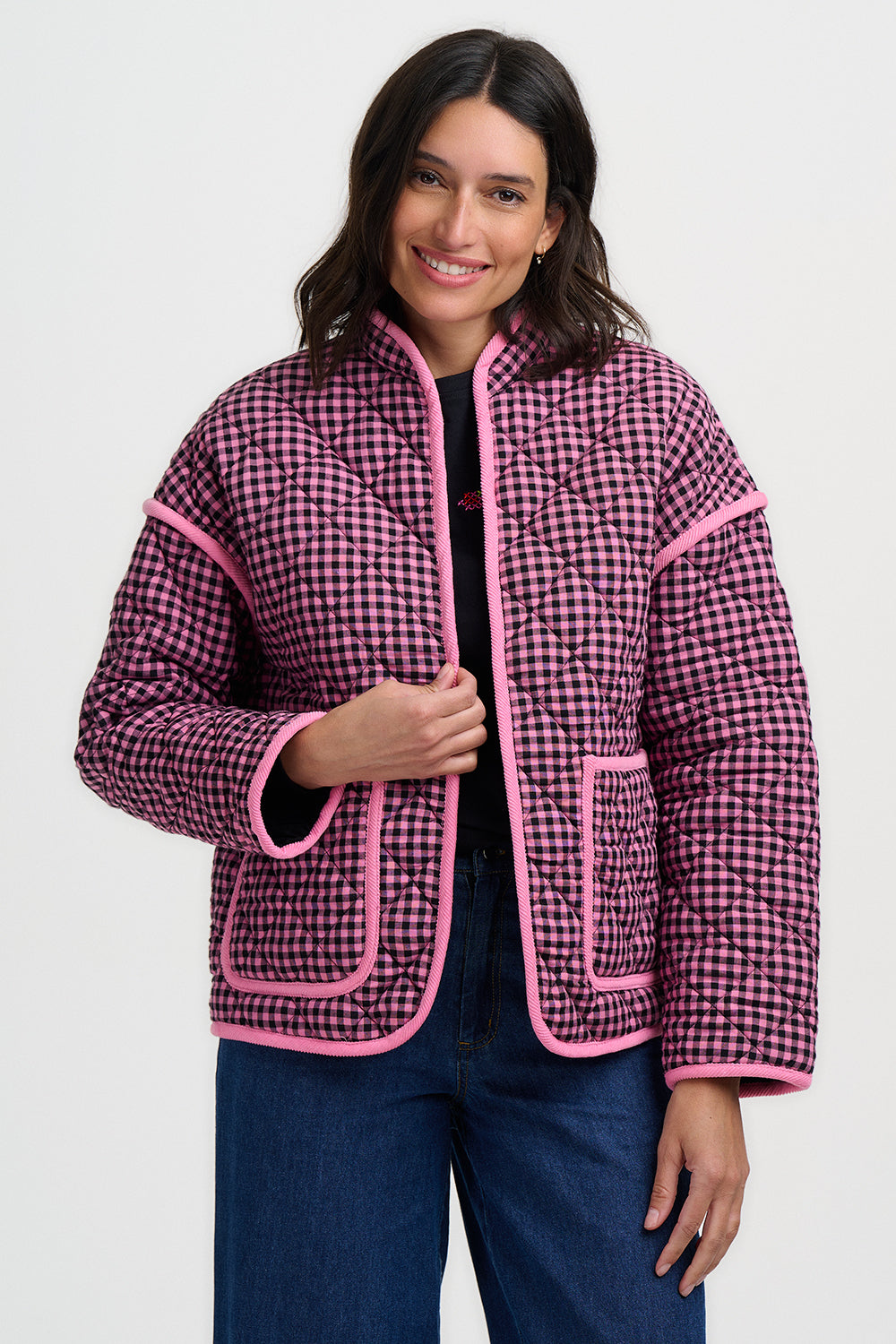 Elowen Quilted Jacket (Rose/Gingham)