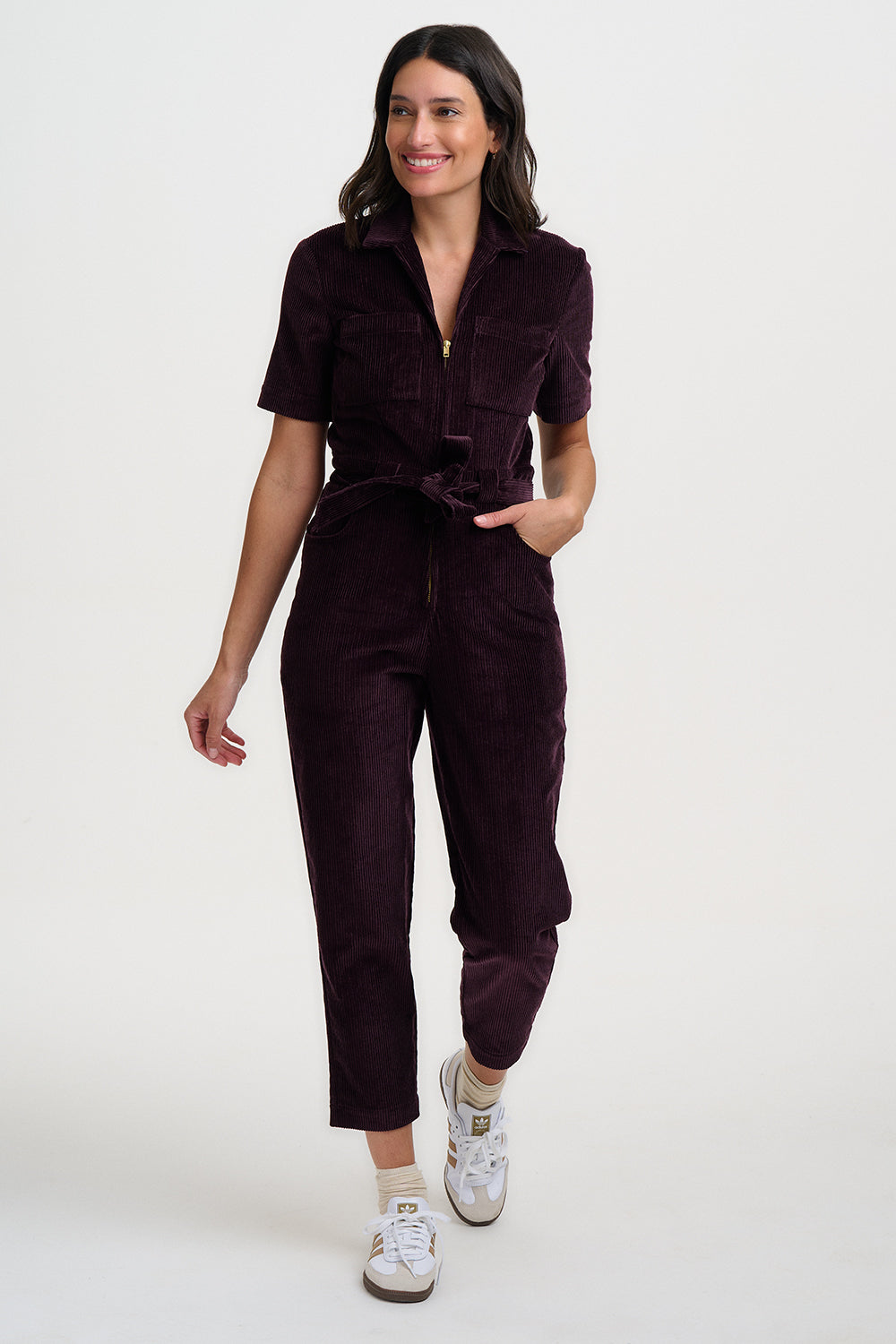 Meredith Cord Jumpsuit (Dark Plum)