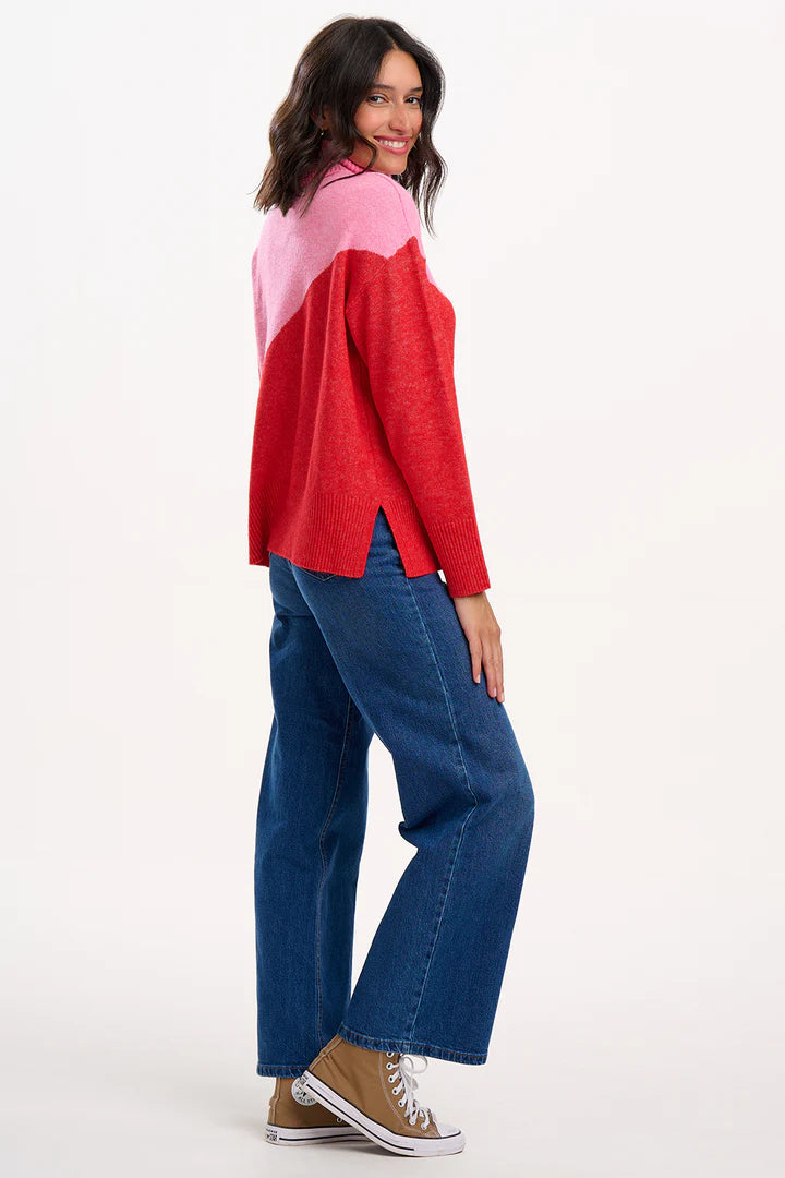 Winona Roll-Neck Jumper (Pink/Red)