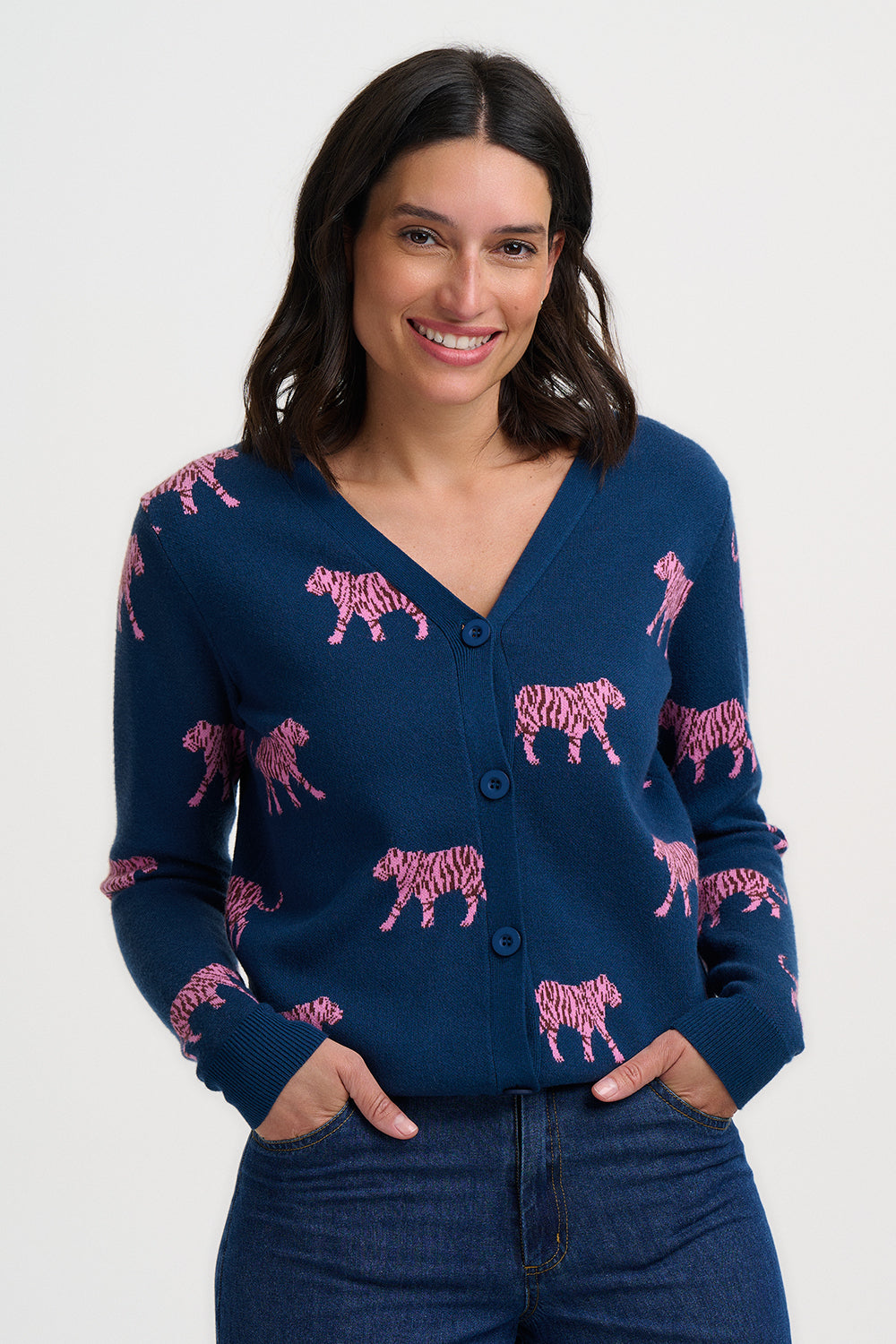 Jennifer Cardigan (Teal/Tiger)