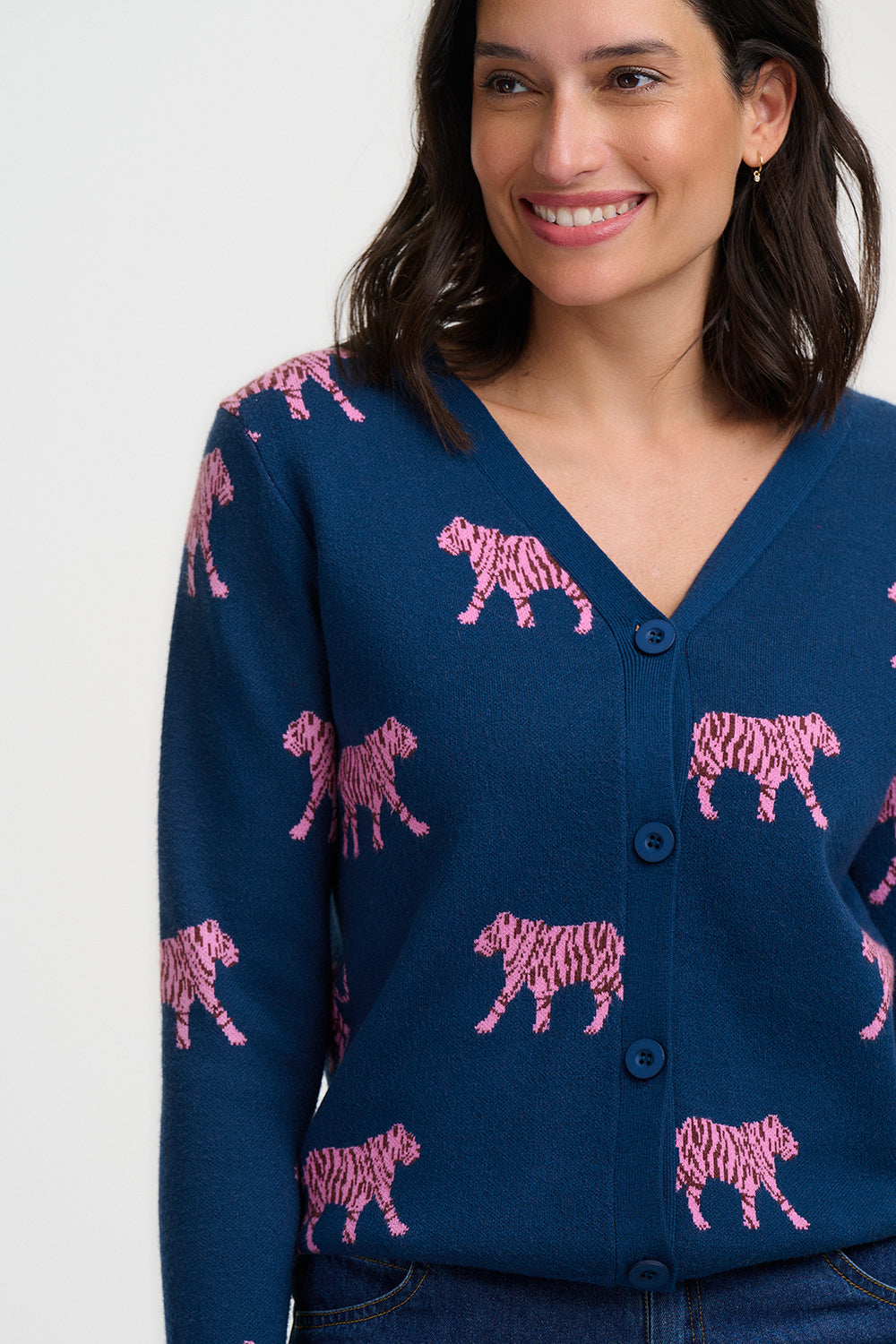 Jennifer Cardigan (Teal/Tiger)