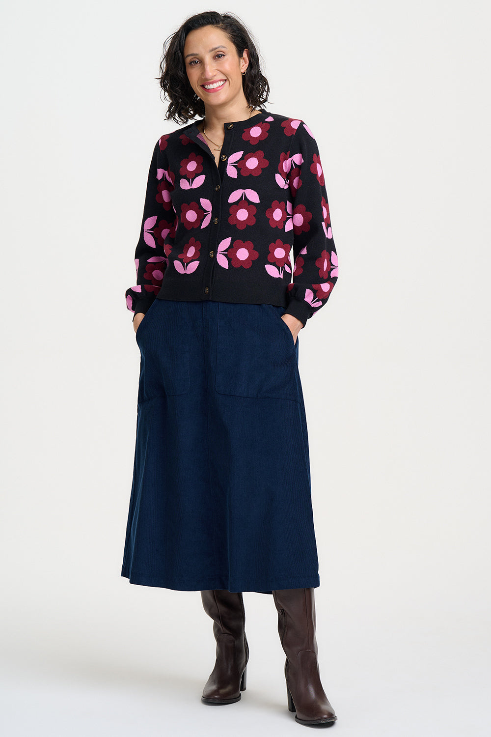 Venetia Cardigan (Black/Daisy)