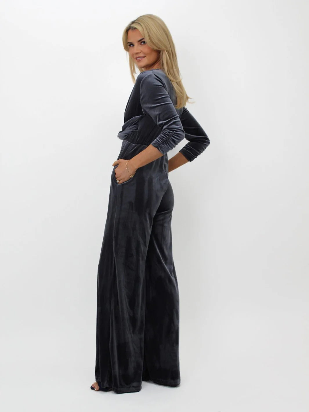 Sophia Velvet Jumpsuit (Grey)