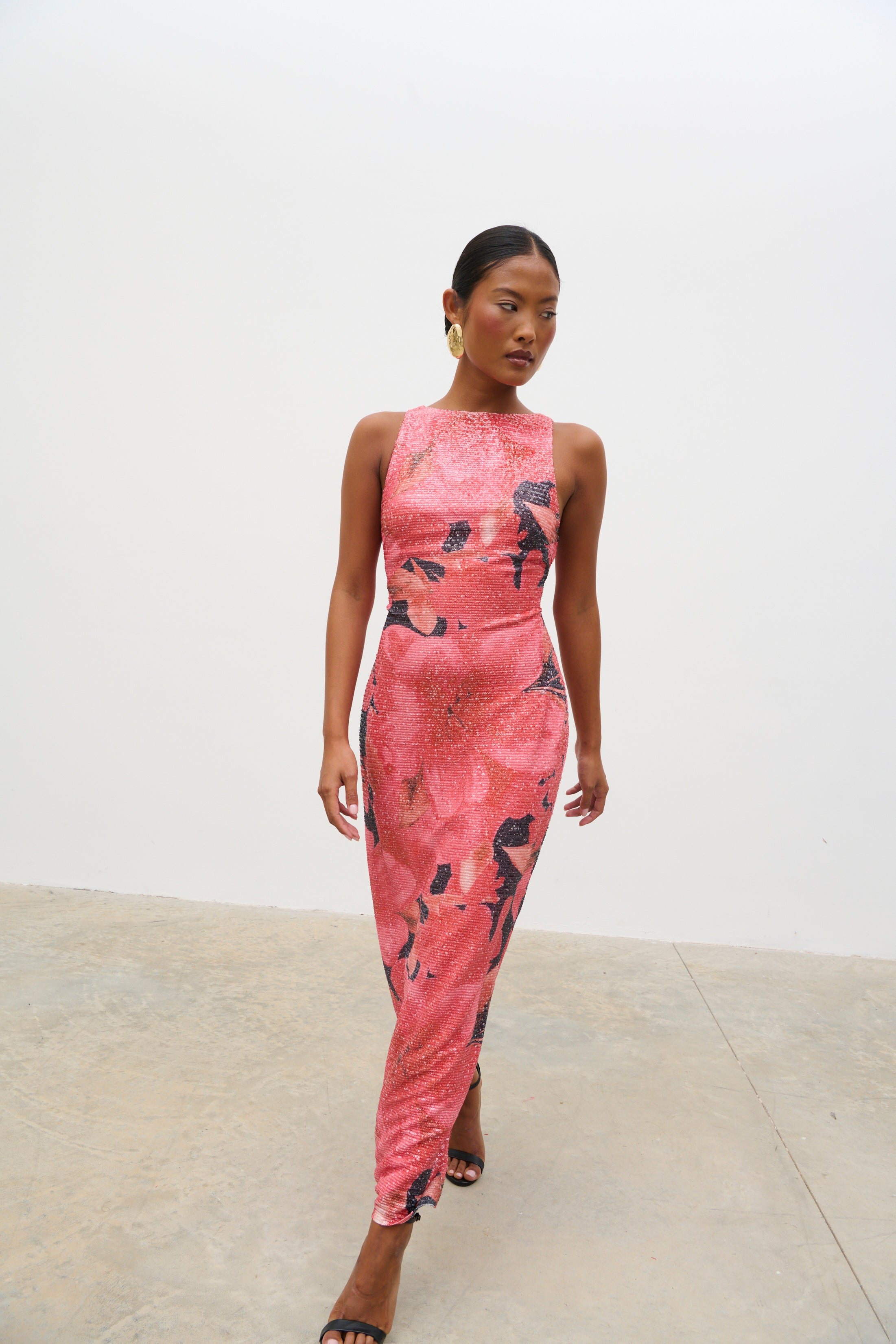 Lilou Printed Sequin Midaxi Dress (Red Multi Floral) | Love Cherish | Dress Lilou Printed Sequin Midaxi Dress (Red Multi Floral) | Love Cherish | Dress