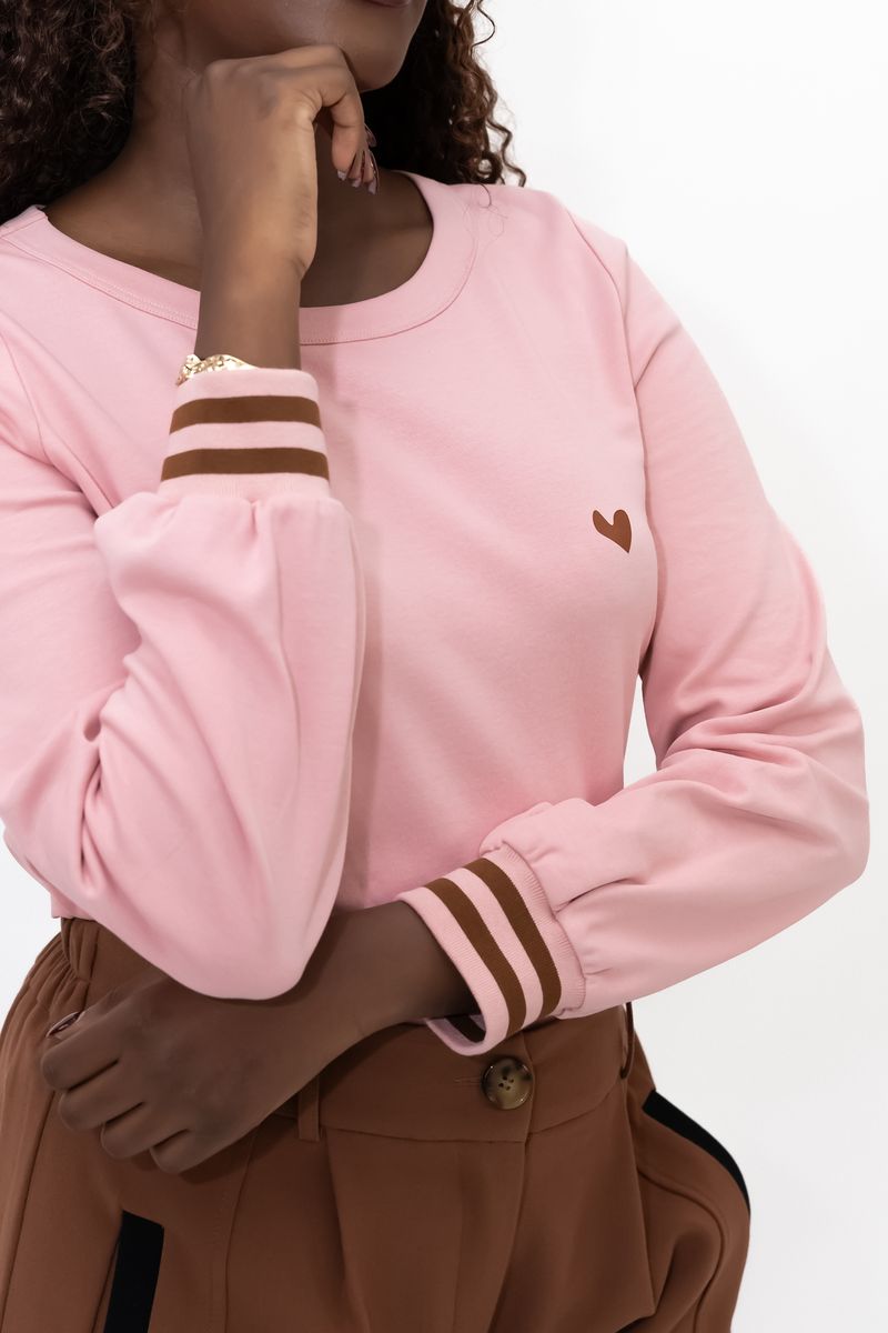 Lumen Long Sleeve Scoop Neck Top (Pink)