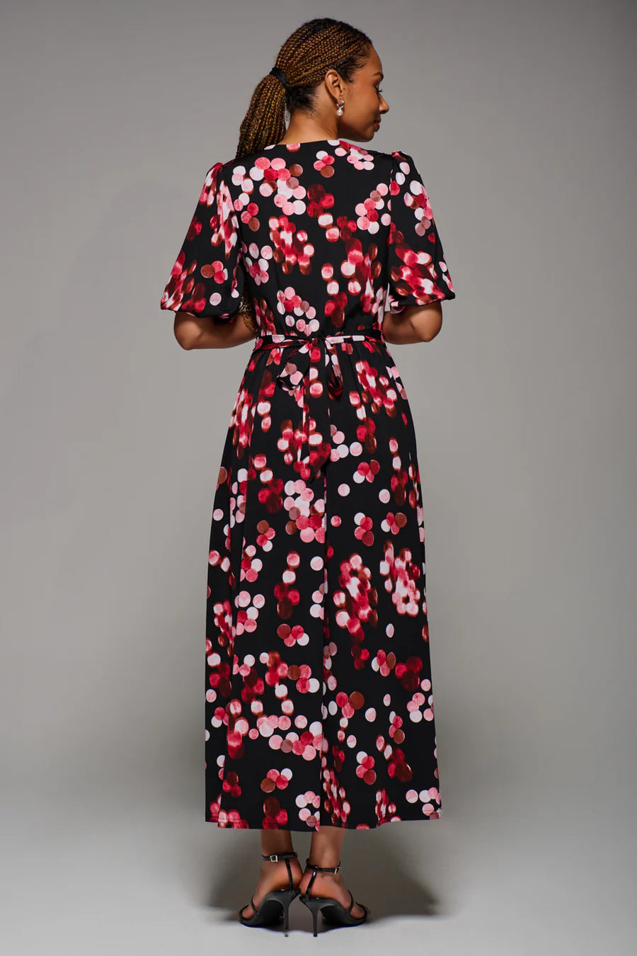 Puff Sleeve Jersey Maxi Dress (Red Spot)