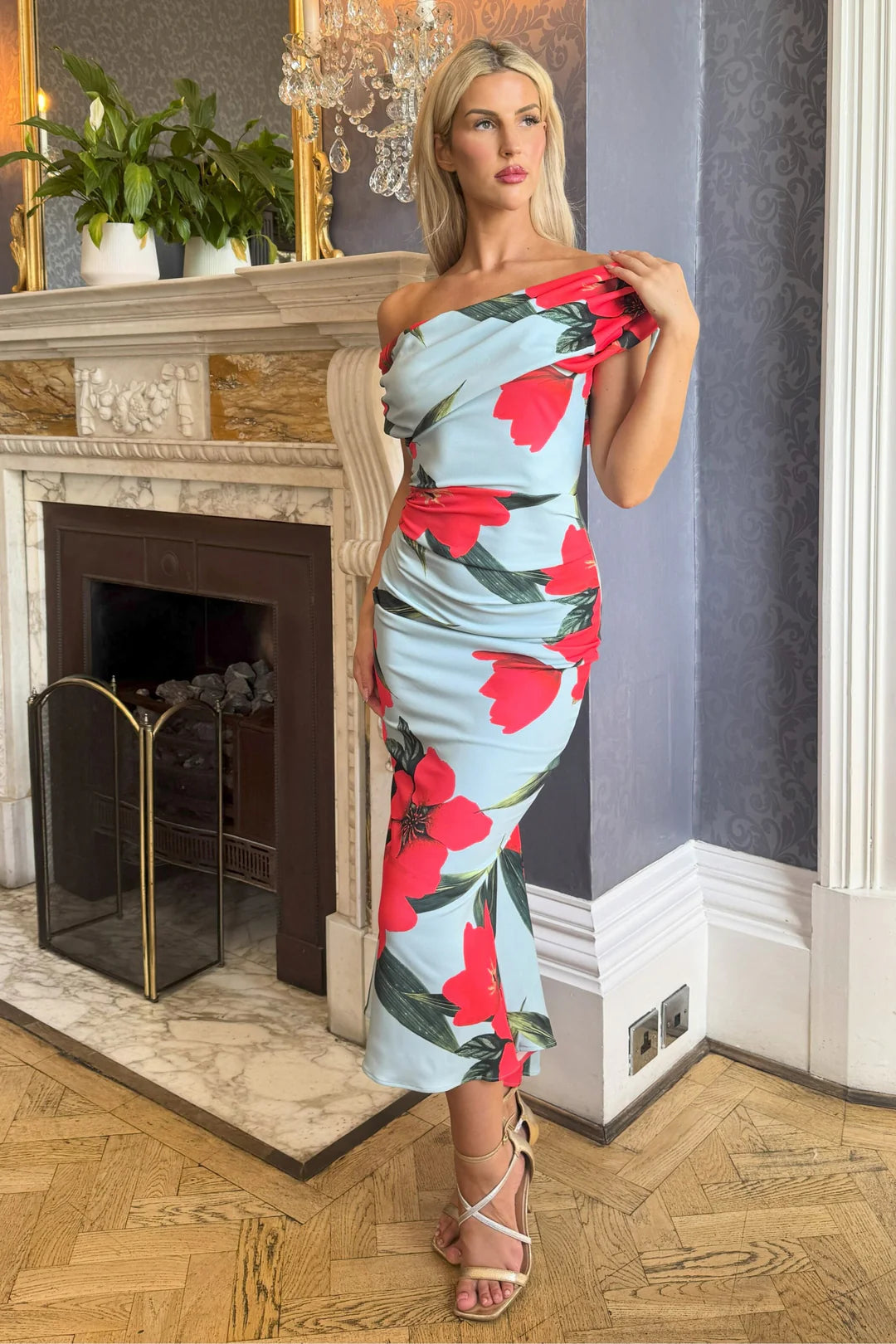 Mercury Midi Dress (Sage Poppy Print)