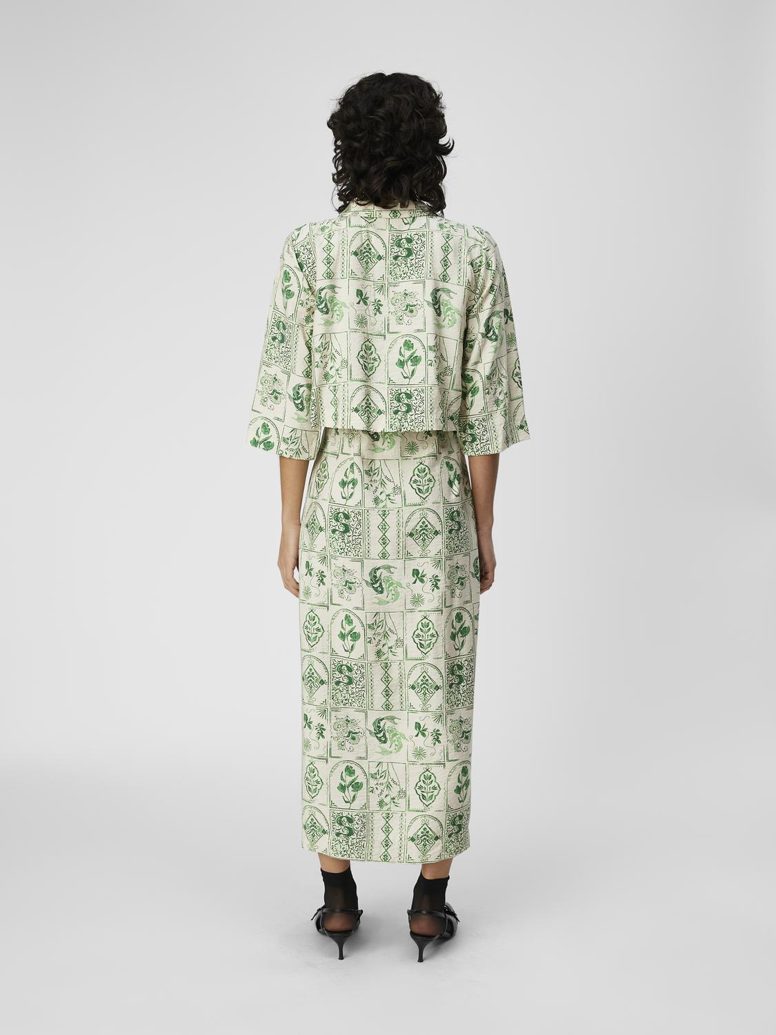 NELI LONG SHIRT DRESS (SANDSHELL/VIBRANT GREEN)