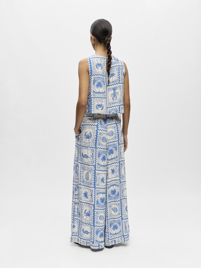 Roma Palazzo Pants (Birch/Azure Blue)