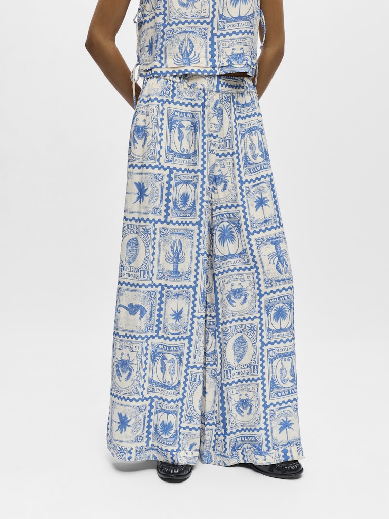 Roma Palazzo Pants (Birch/Azure Blue)