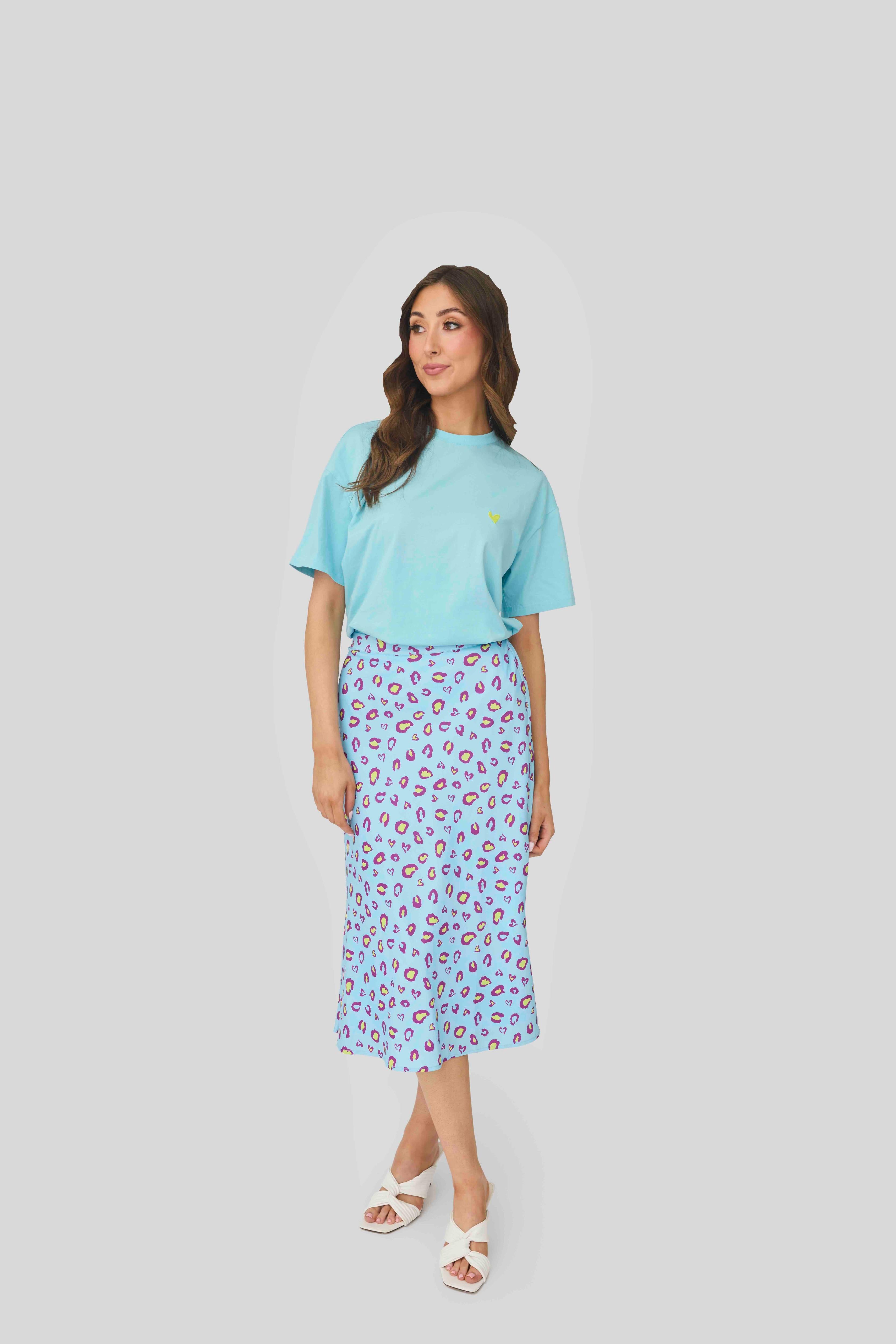 Ray Midi Skirt (Sky Blue Print)