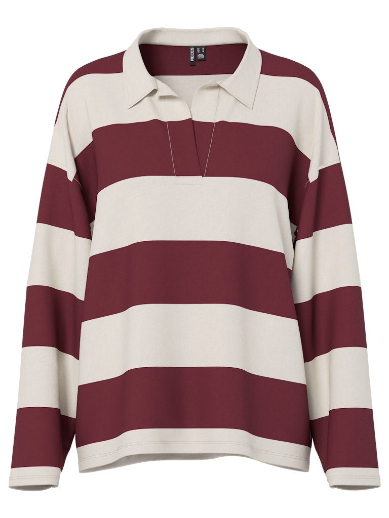 Falina Polo Jersey Top (Birch/Tawny Port)