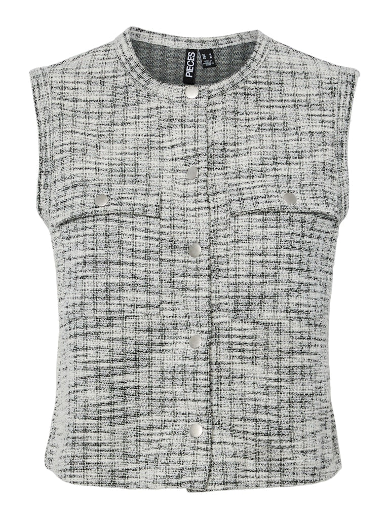 June Sleeveless Top (Cloud Dancer/Black)