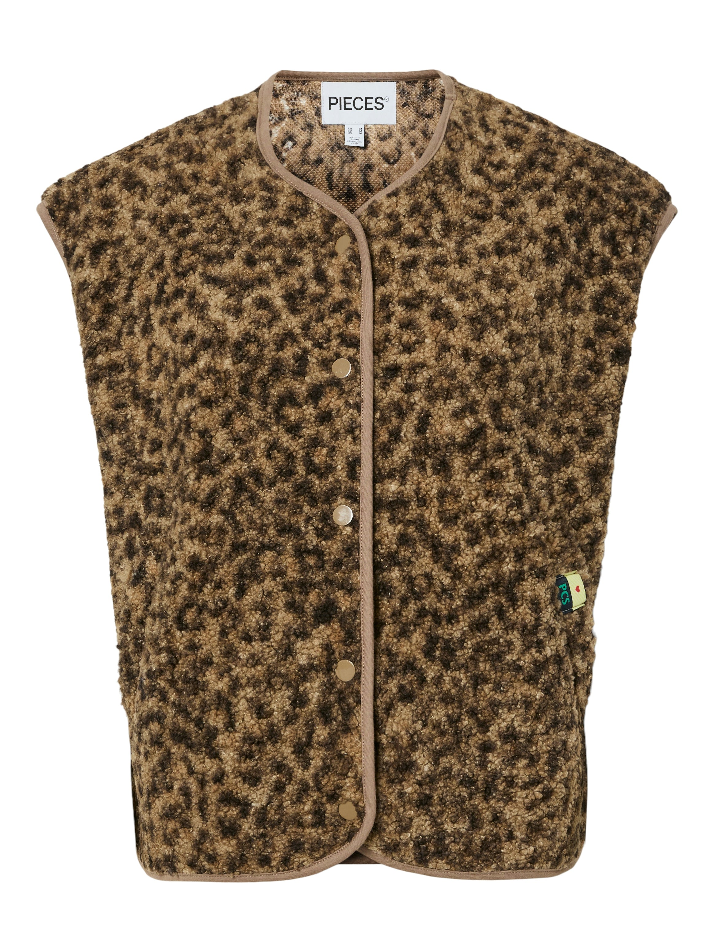 Katty Teddy Gilet (Tannin/ Leopard)