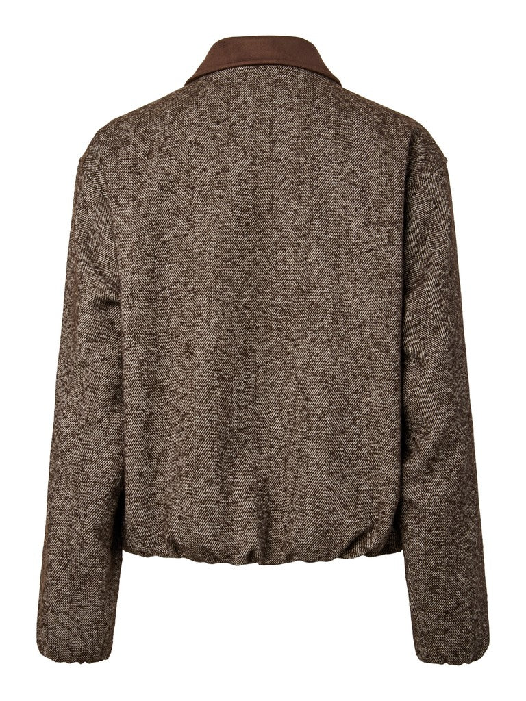 Beth Bomber Jacket (Coffee/Herringbone)