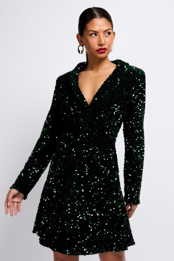 Jessie Sequin Mini Dress (Green)
