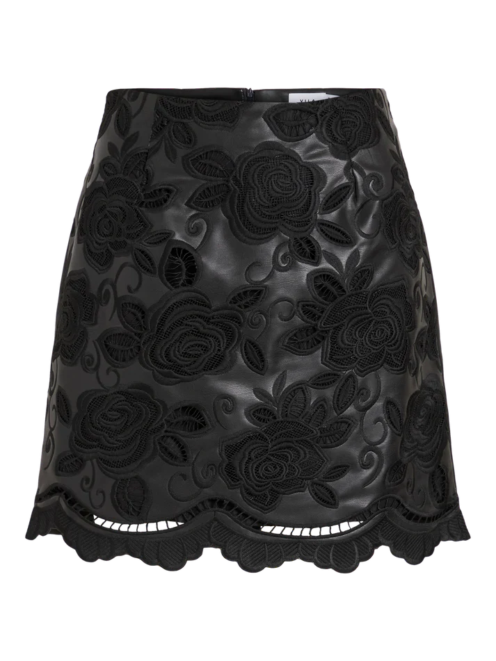 Zelda Faux Leather Mini Skirt (Black)