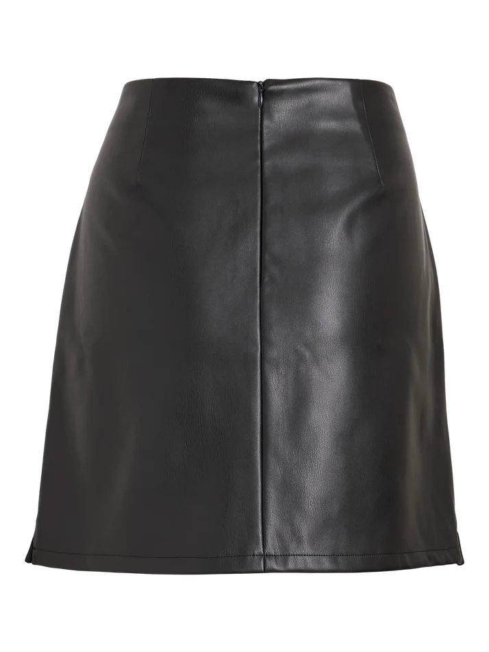 Zelda Faux Leather Mini Skirt (Black)