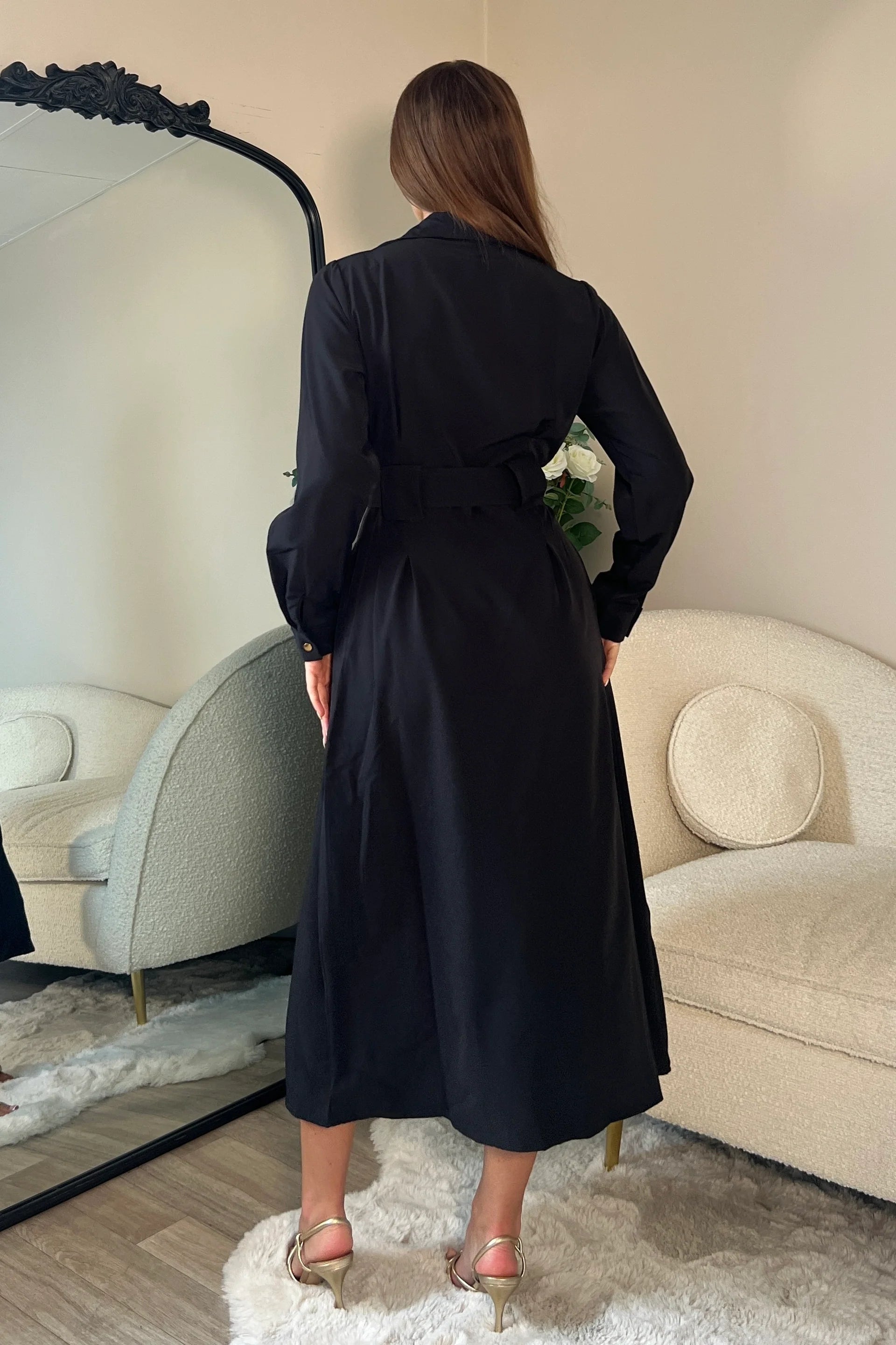 Grace Buckle Detail Shirt Dress (Black)