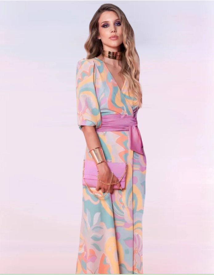 Savina Faux Wrap Midi Dress (Lilac)