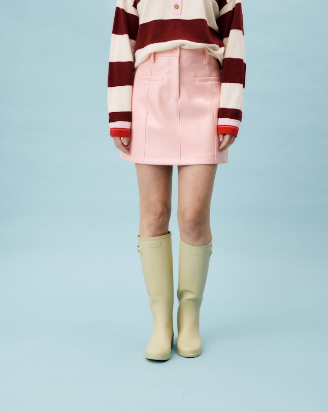 Amena Faux Leather Mini Skirt (Pink)