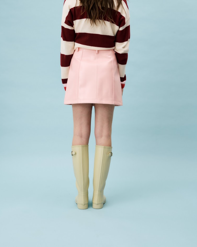 Amena Faux Leather Mini Skirt (Pink)