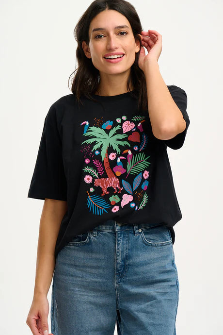 Kinsley Relaxed T-Shirt (Black, Tigers & Toucans)