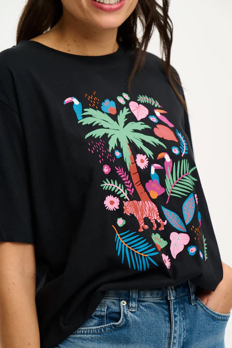 Kinsley Relaxed T-Shirt (Black, Tigers & Toucans)