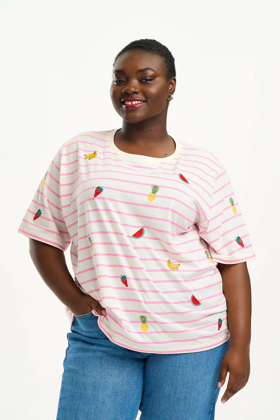 Kinsley Relaxed T-Shirt (Off White/Pink Fruit)