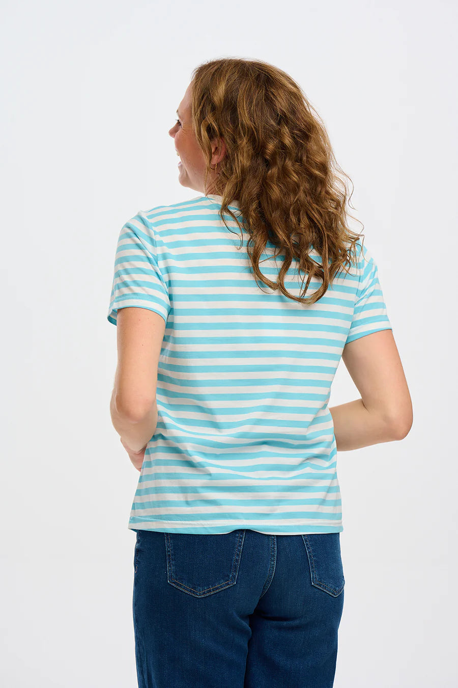 Maggie T-Shirt (Blue, White/Cherry)