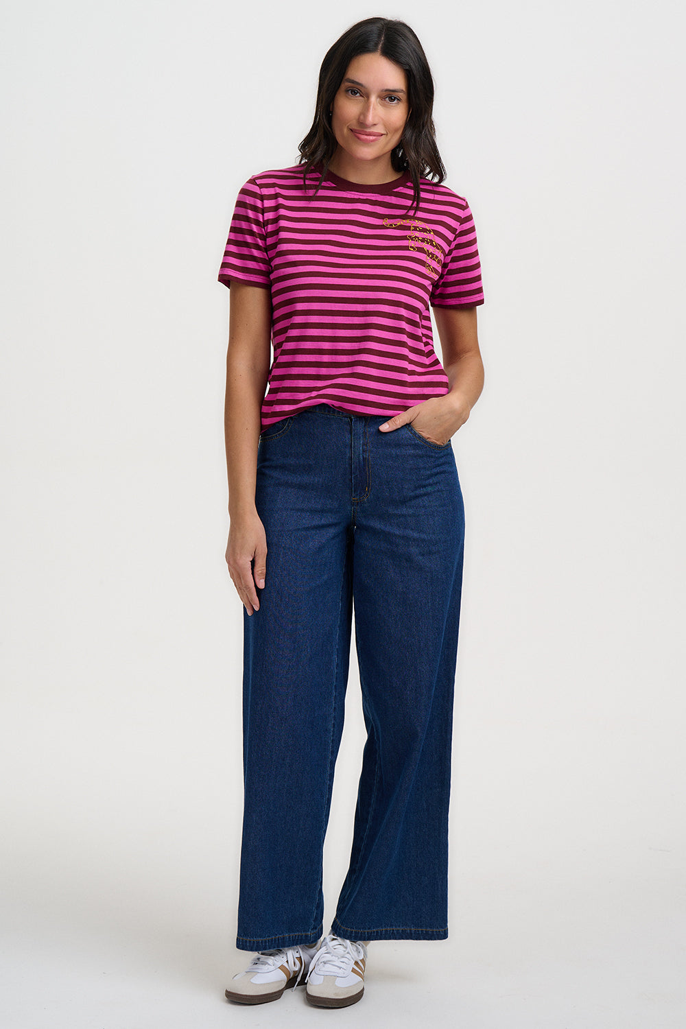 Maggie T-Shirt (Magenta Stripe/Leopard)