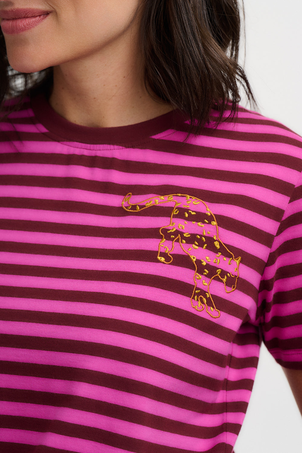 Maggie T-Shirt (Magenta Stripe/Leopard)