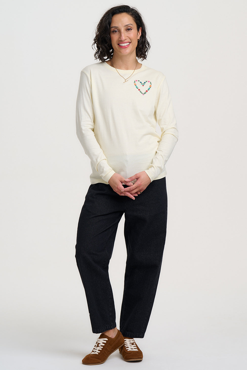 Brunswick Top (Off White/Heart Flower)