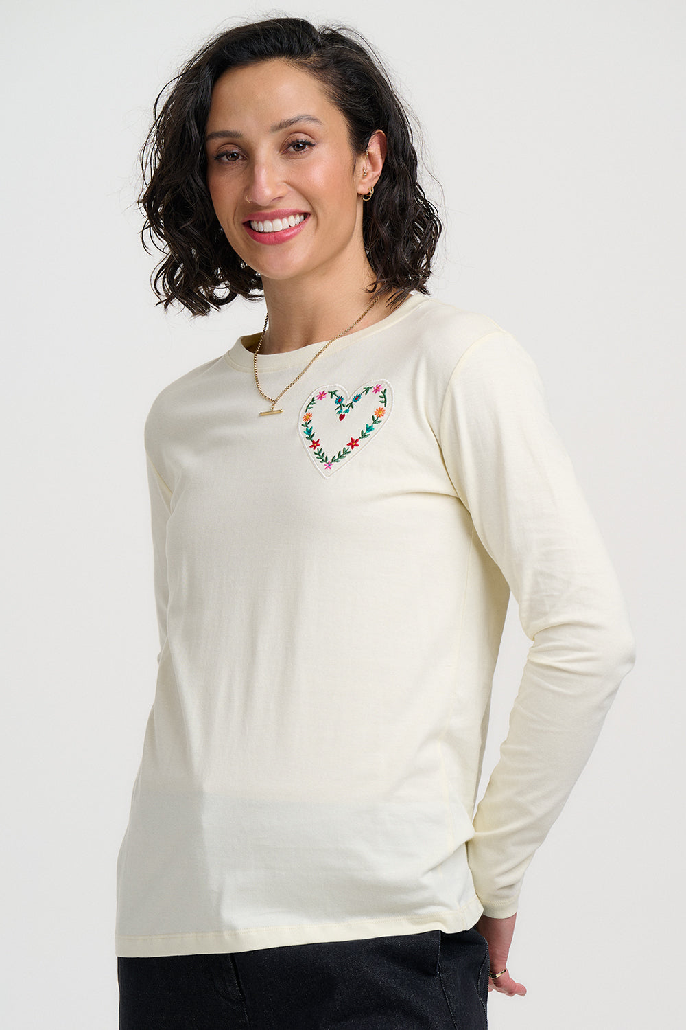Brunswick Top (Off White/Heart Flower)