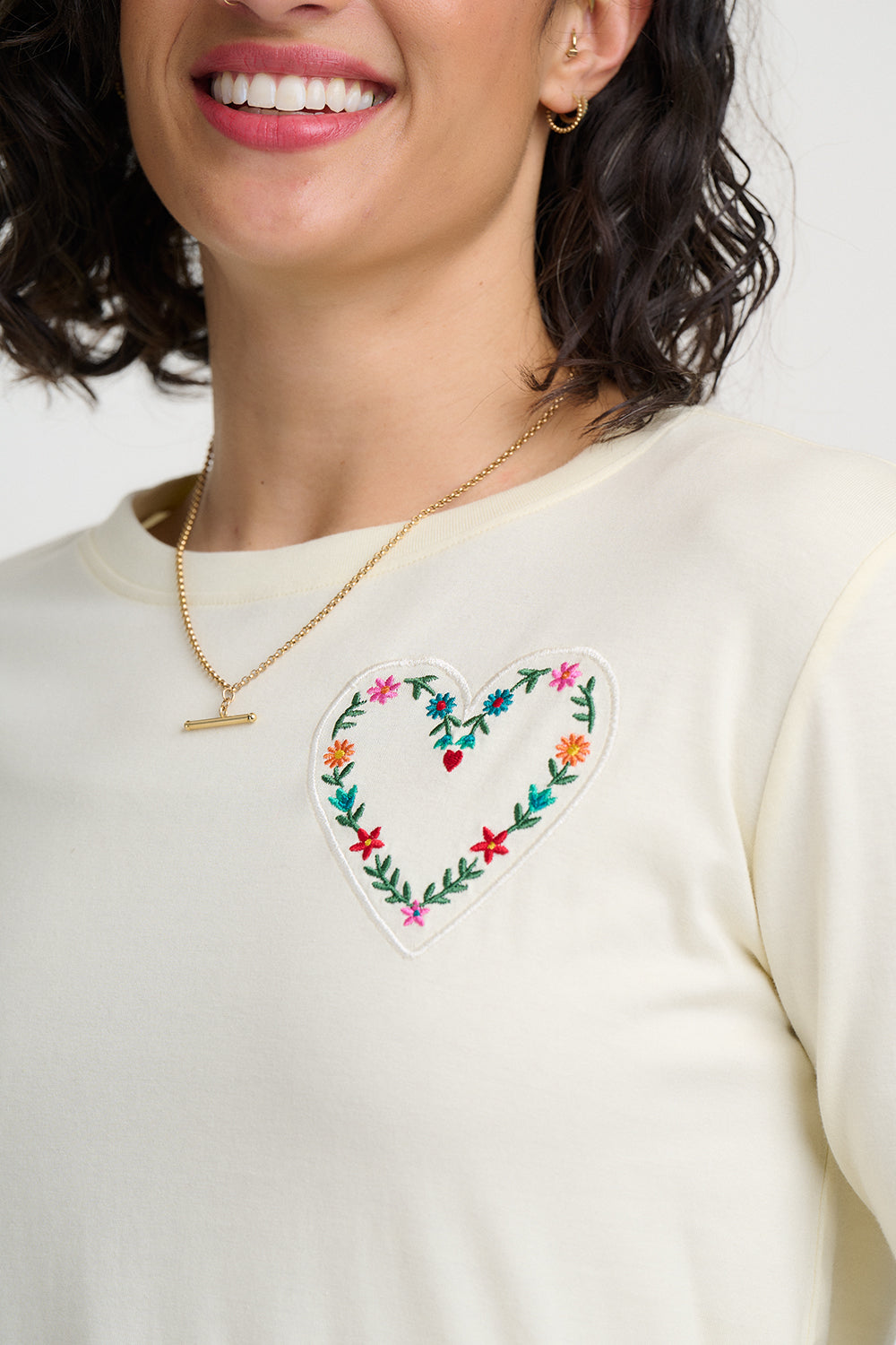 Brunswick Top (Off White/Heart Flower)