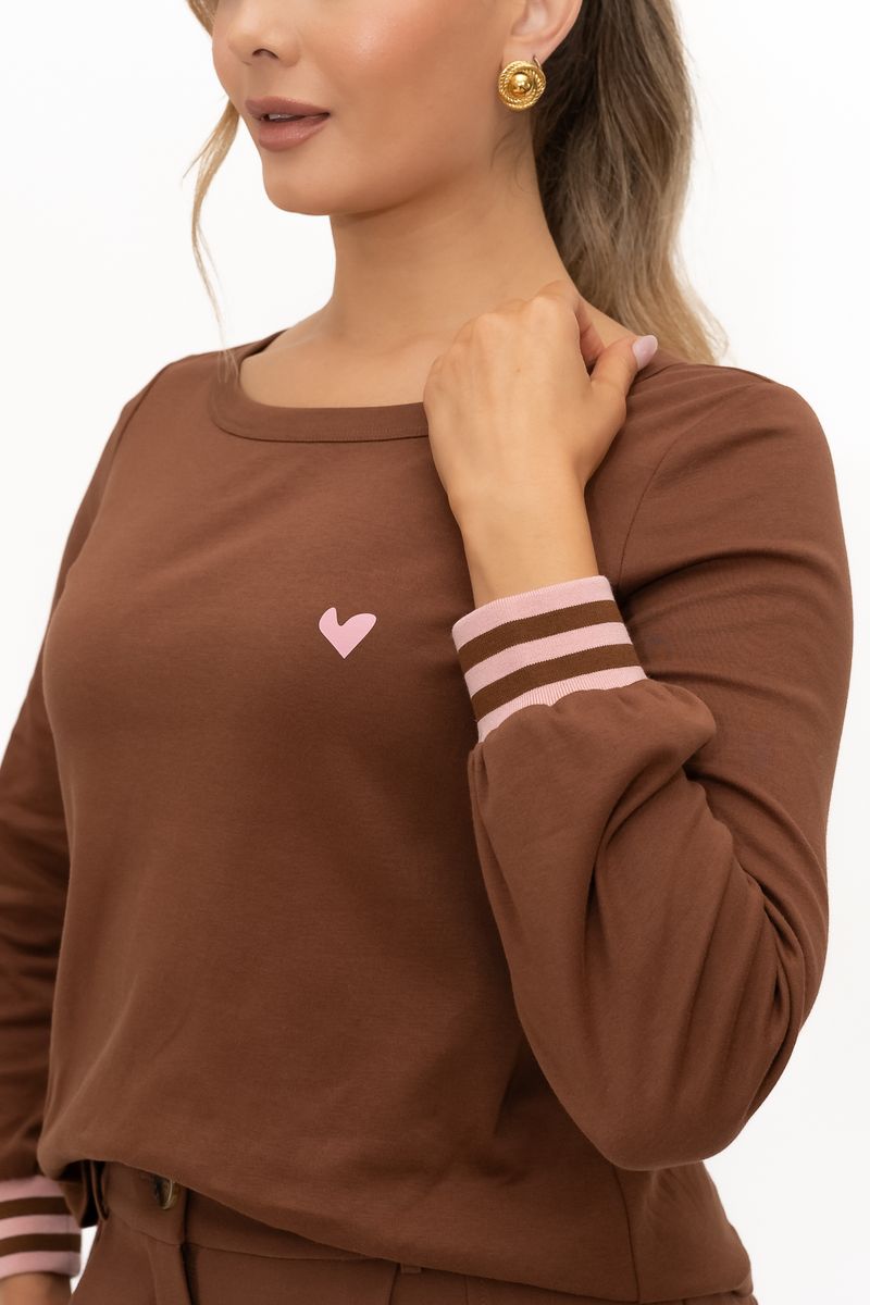 Lumen Long Sleeve Scoop Neck Top (Brown)