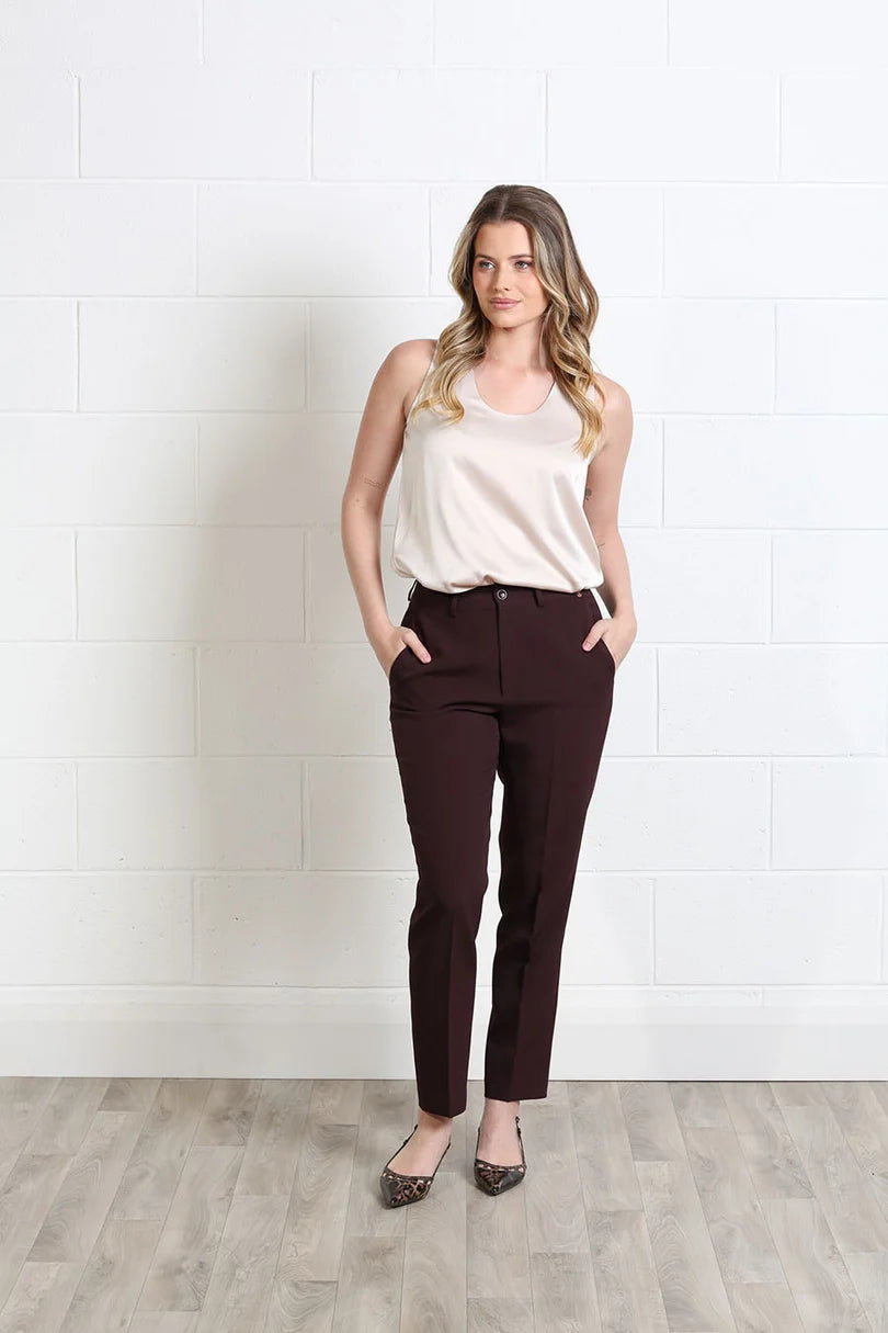 Valerie Slim Trousers (Aubergine/Short)