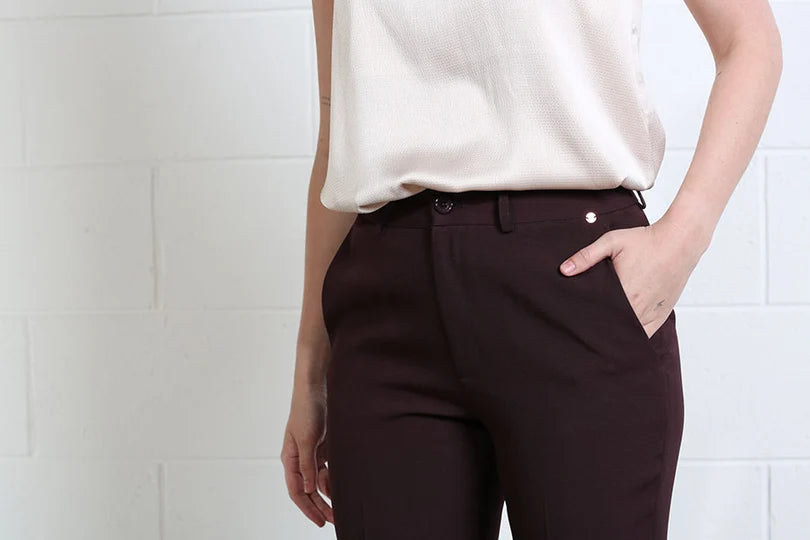 Valerie Slim Trousers (Aubergine/Short)