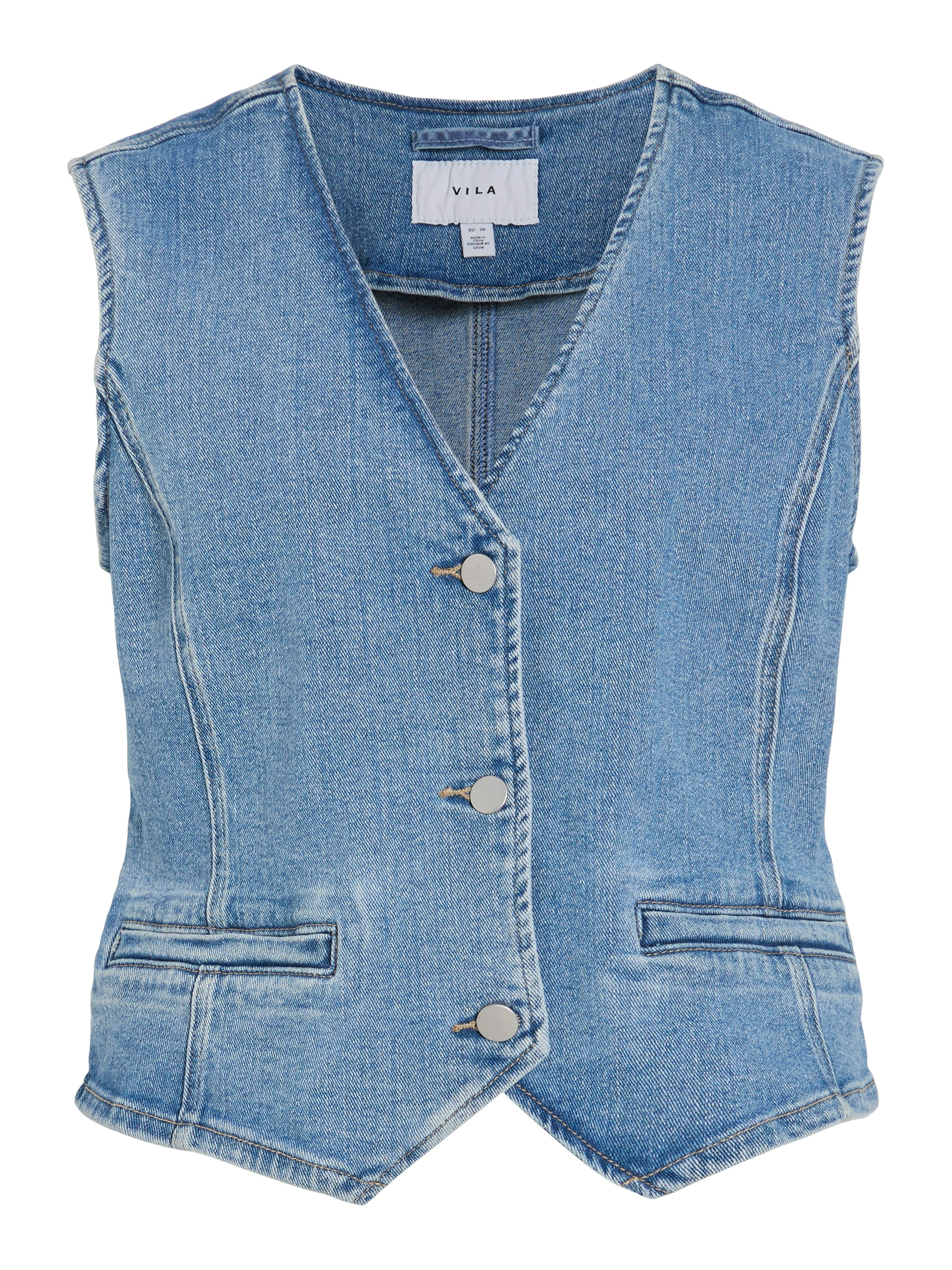 Kira Denim Waistcoat (Light Blue/Wash)