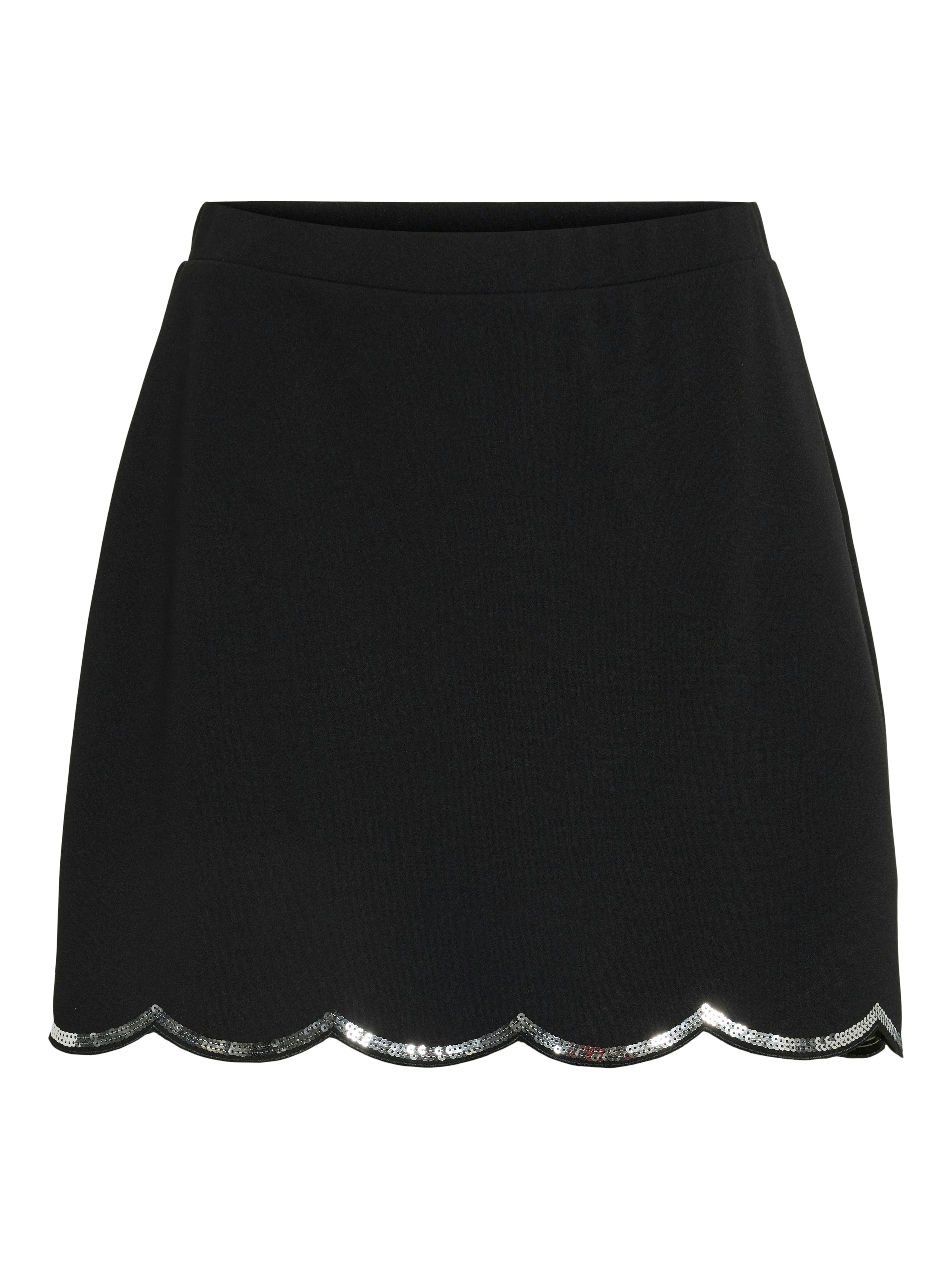 Isla Sequin Mini Skirt (Black/Silver Sequin)