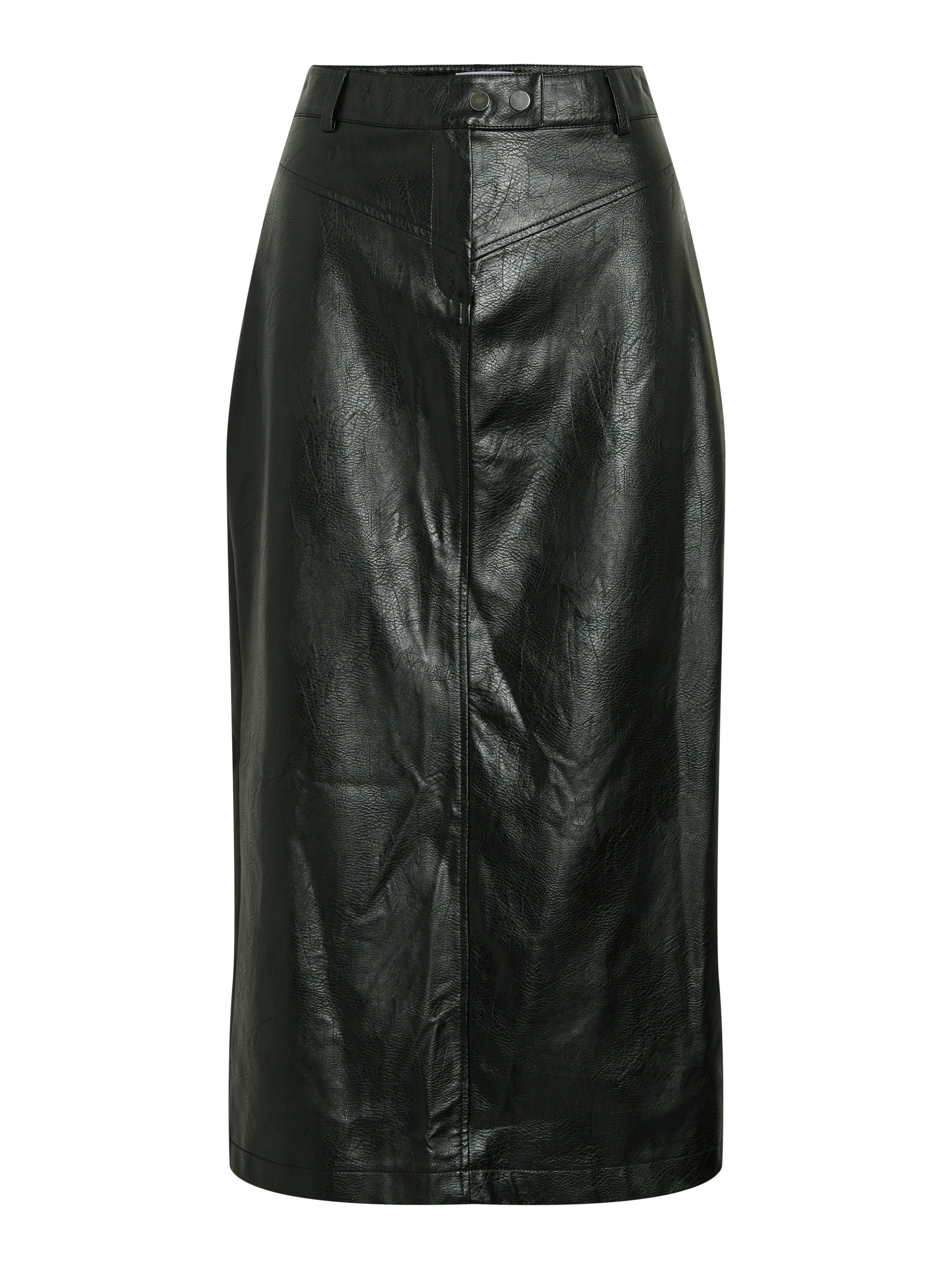 Milian Faux Leather Midi Skirt (Black)