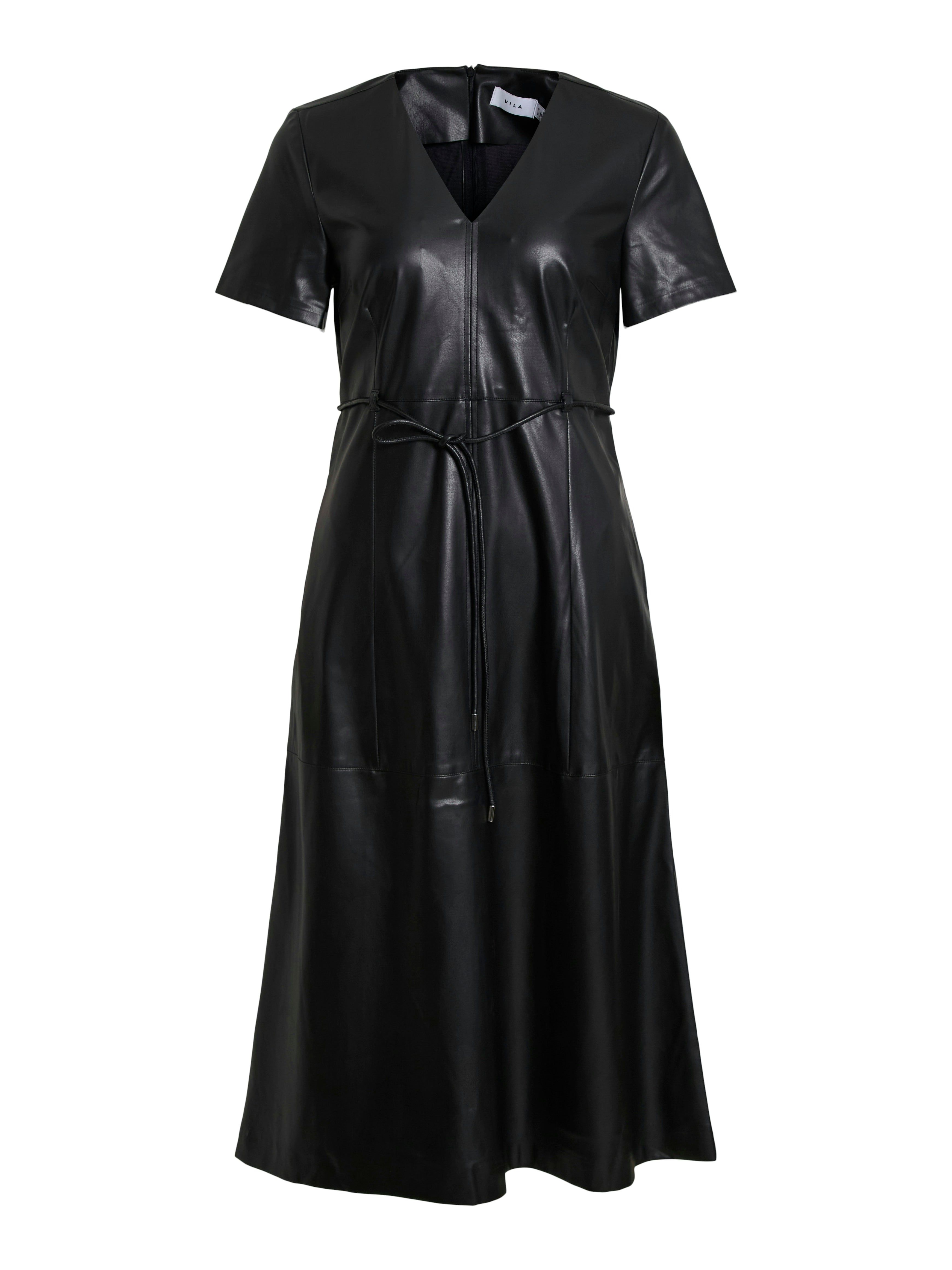 Gloria Faux Leather Midi Dress (Black Beauty)