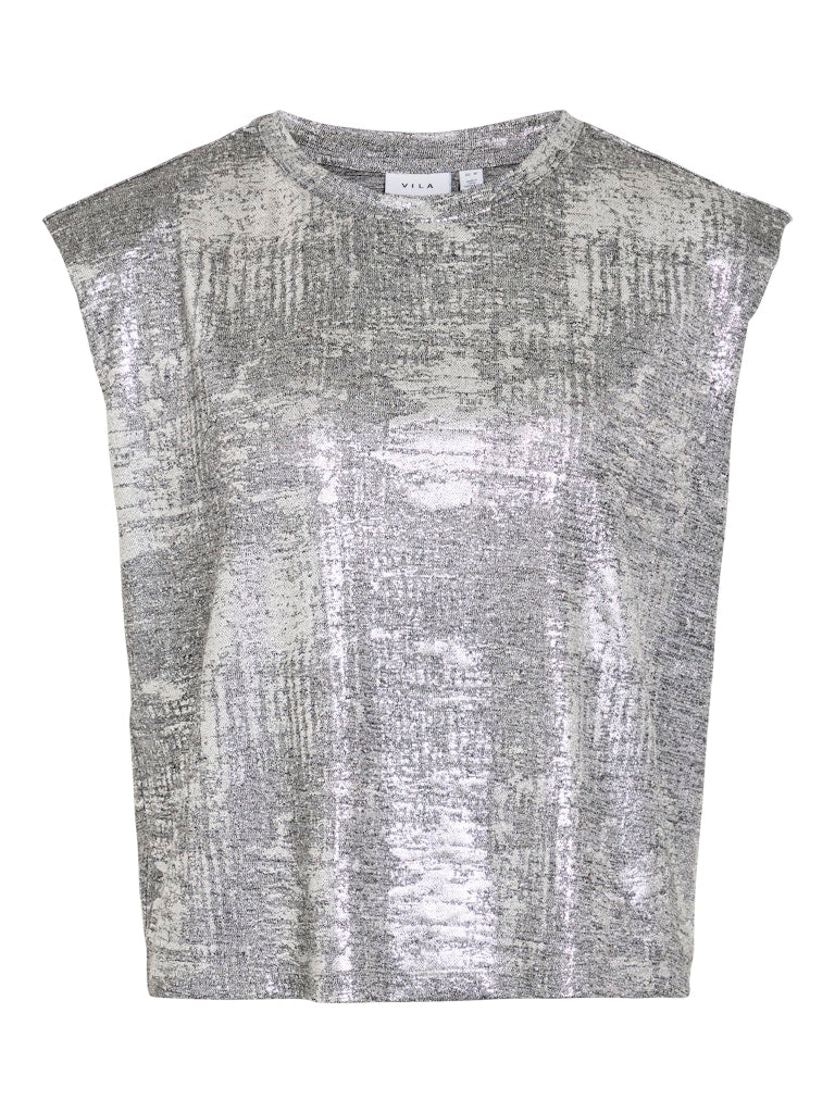 Aja Sleeveless Top (Med Grey/Silver Foil)