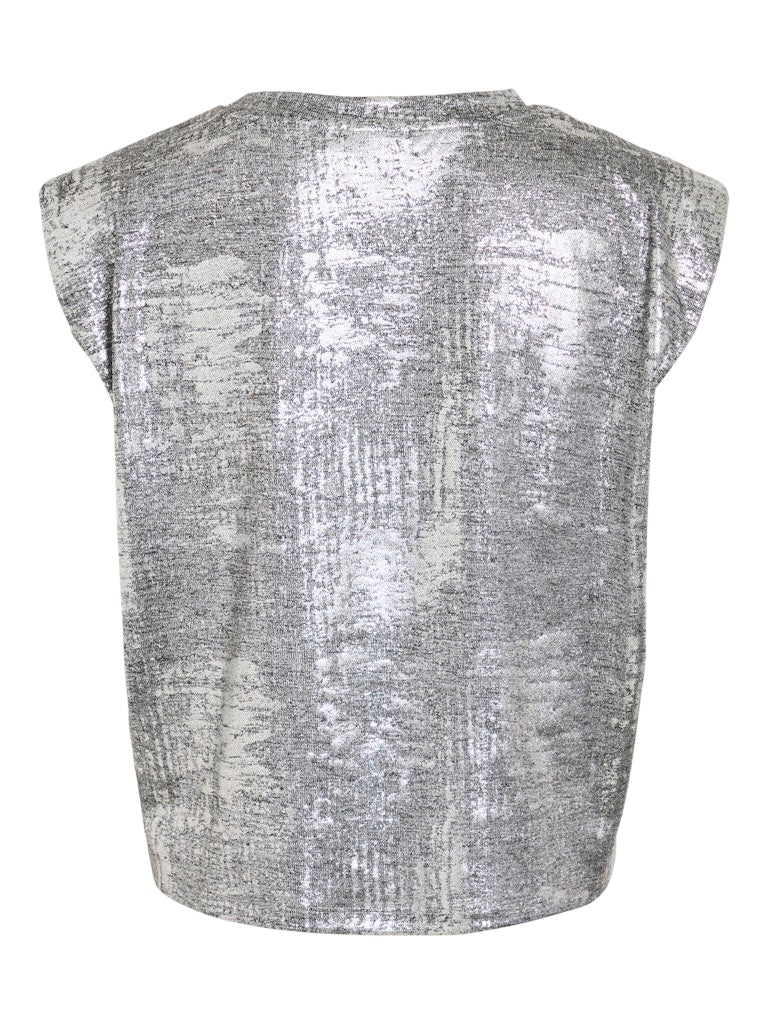Aja Sleeveless Top (Med Grey/Silver Foil)