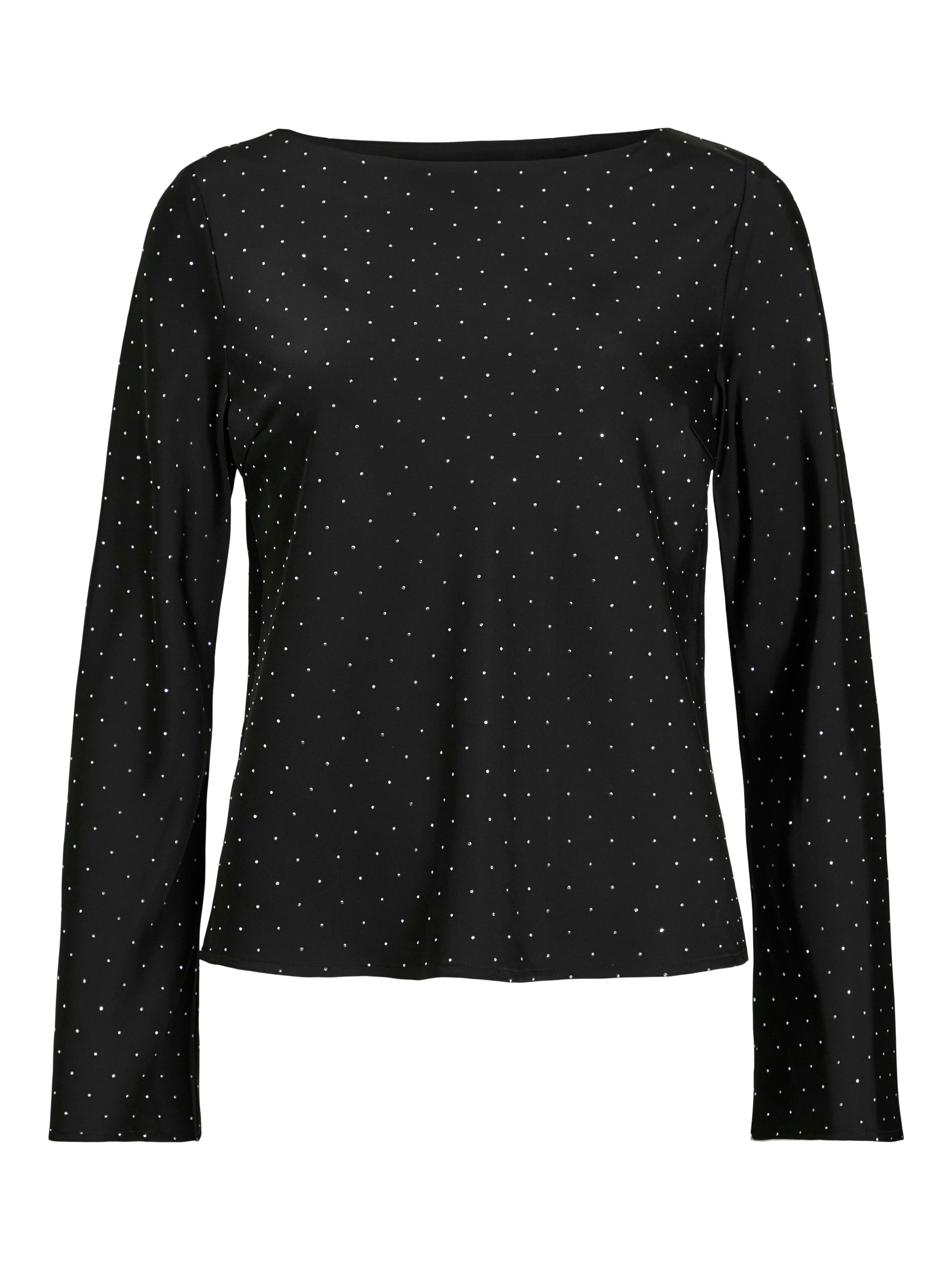Ellie Boat Neck Rhinestone Top (Black Beauty)