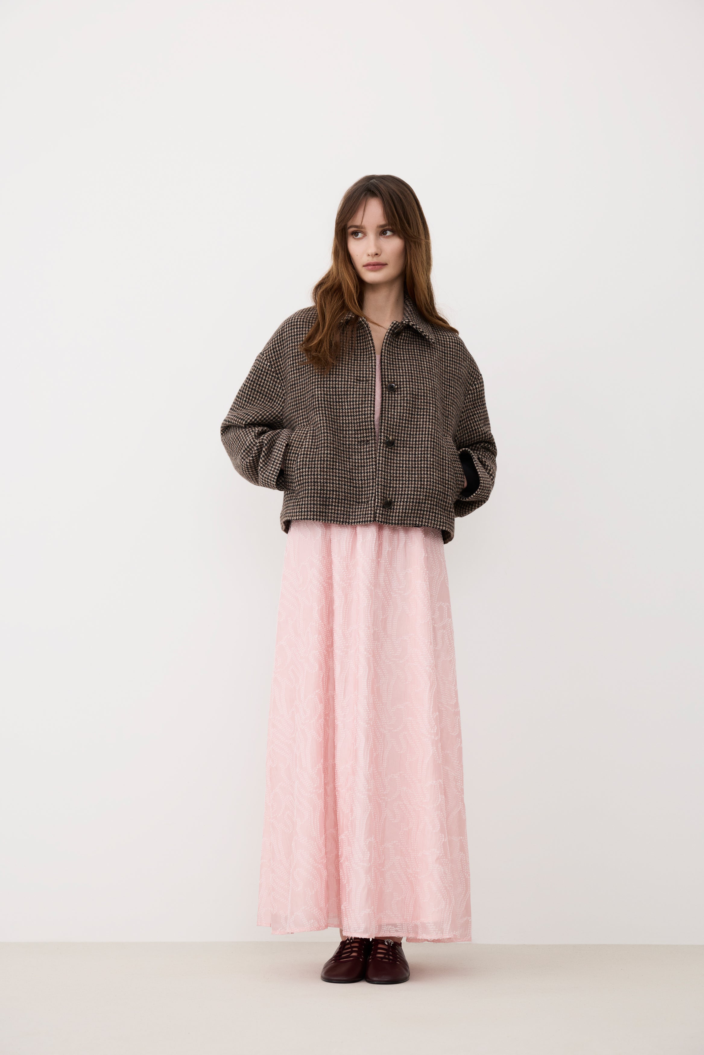 Rhona High Waist Ankle Skirt (Pink Nectar)
