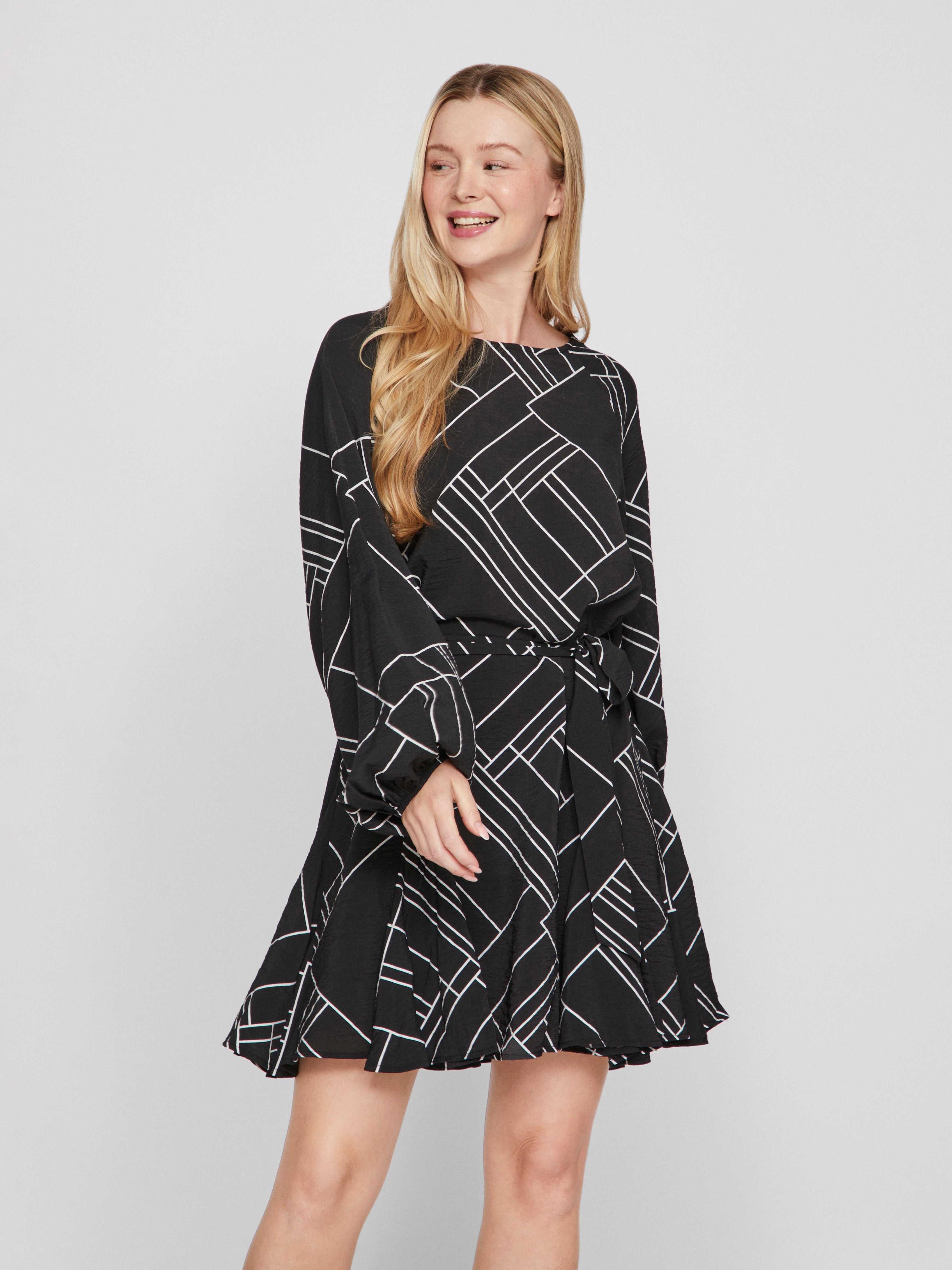 Valerie Long Sleeve Mini Dress (Black Beauty)