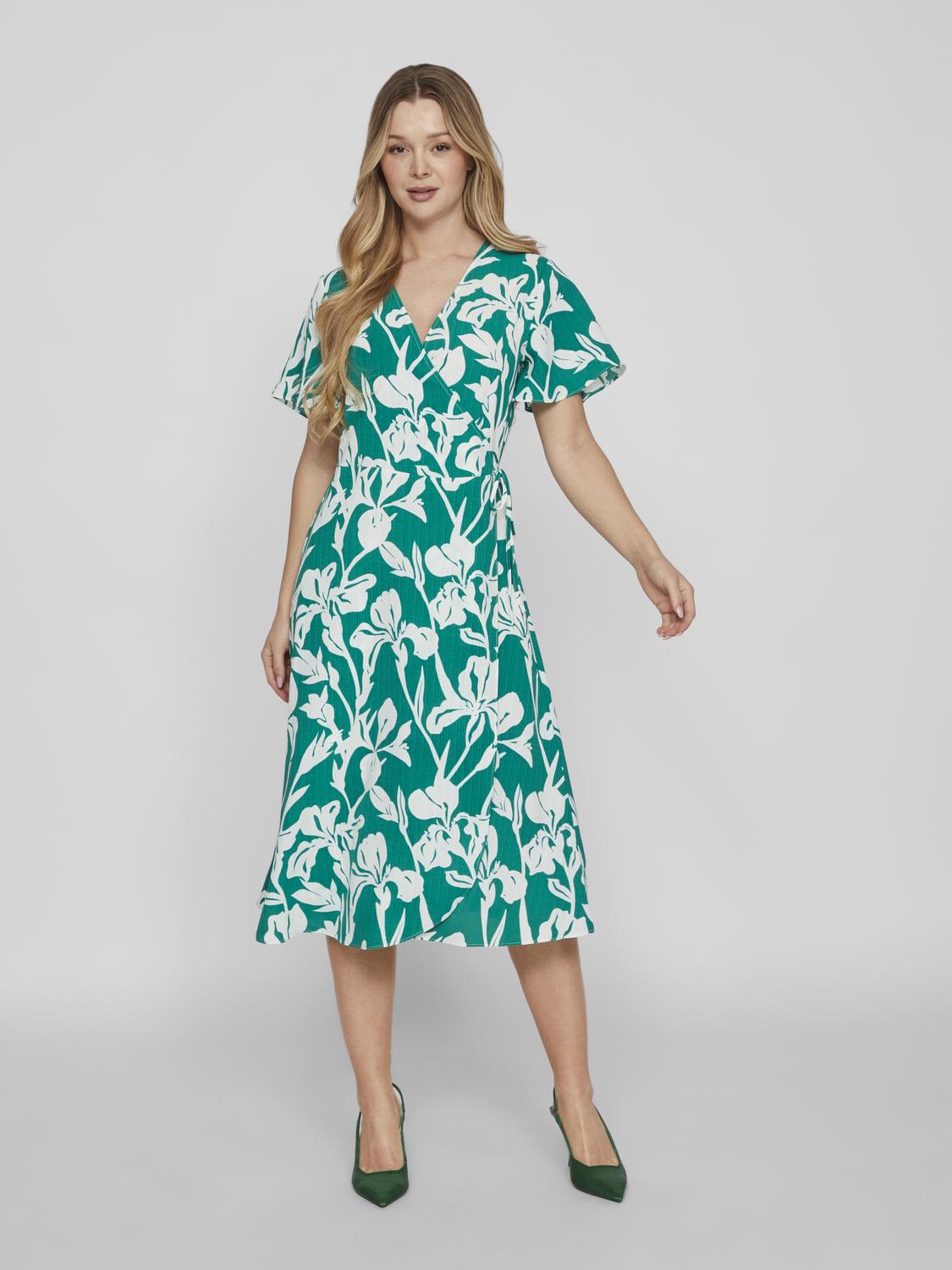 Lovie Wrap Midi Dress (Ultramarine Green)