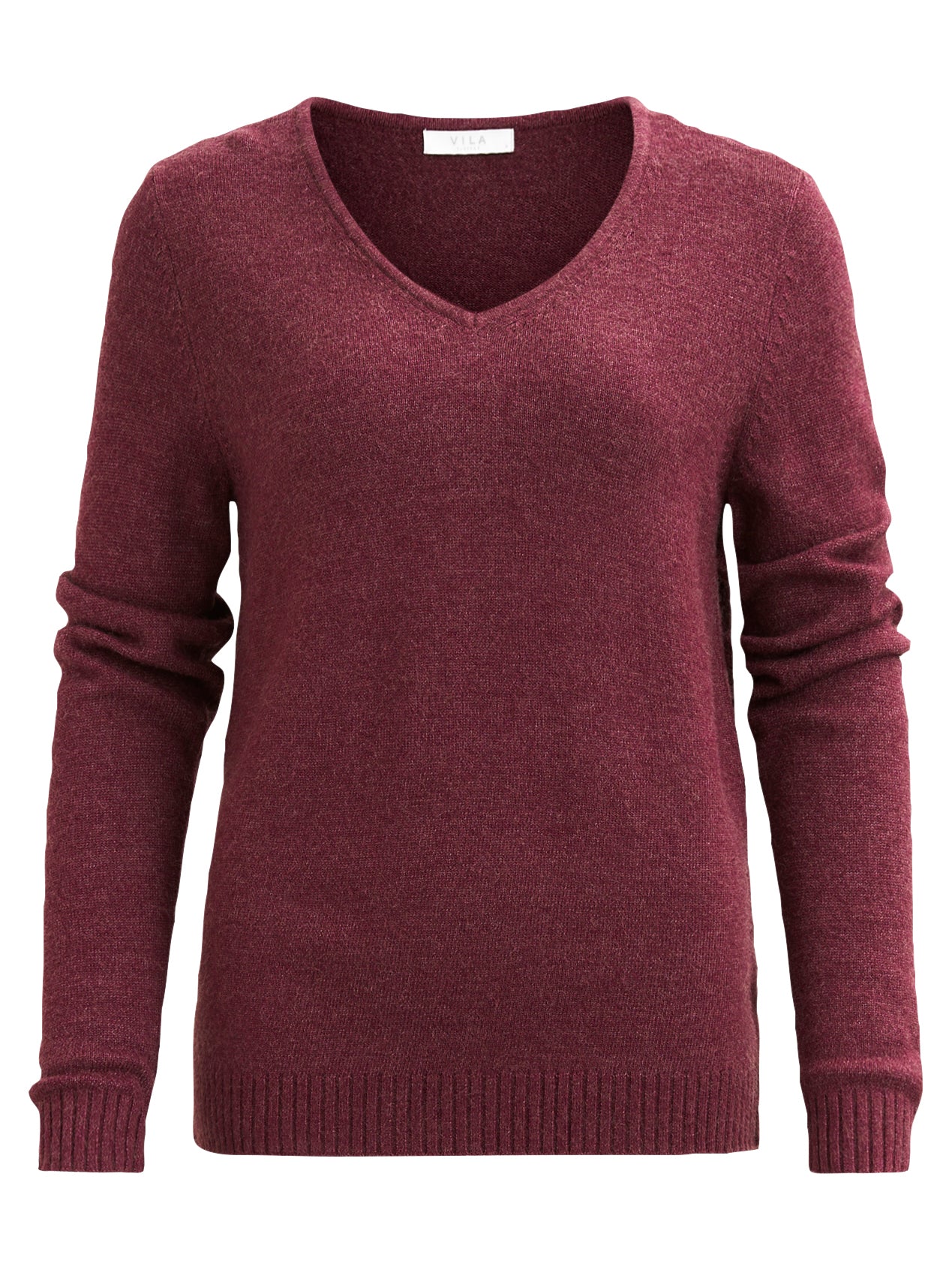 Miela V-Neck Jumper (Dark Fig/Melange)